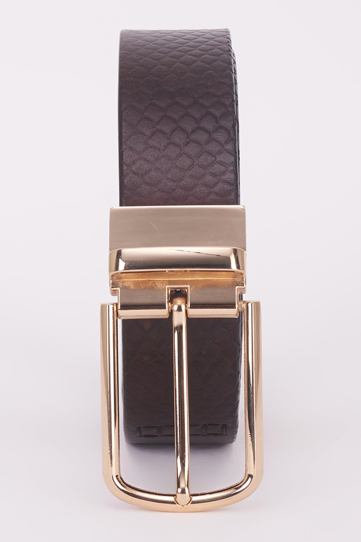 Brown mesh Italian leather belt