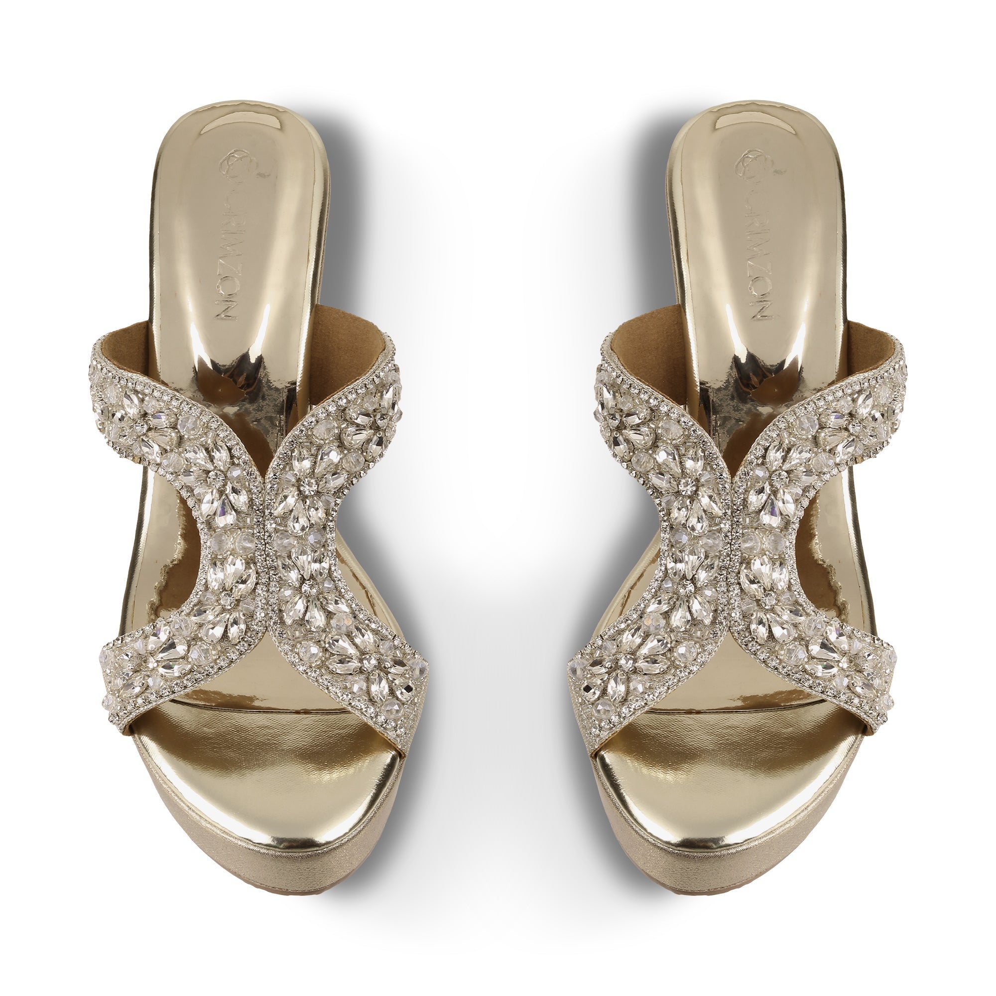 NORAH- GOLD EMBELLISHED WEDGES