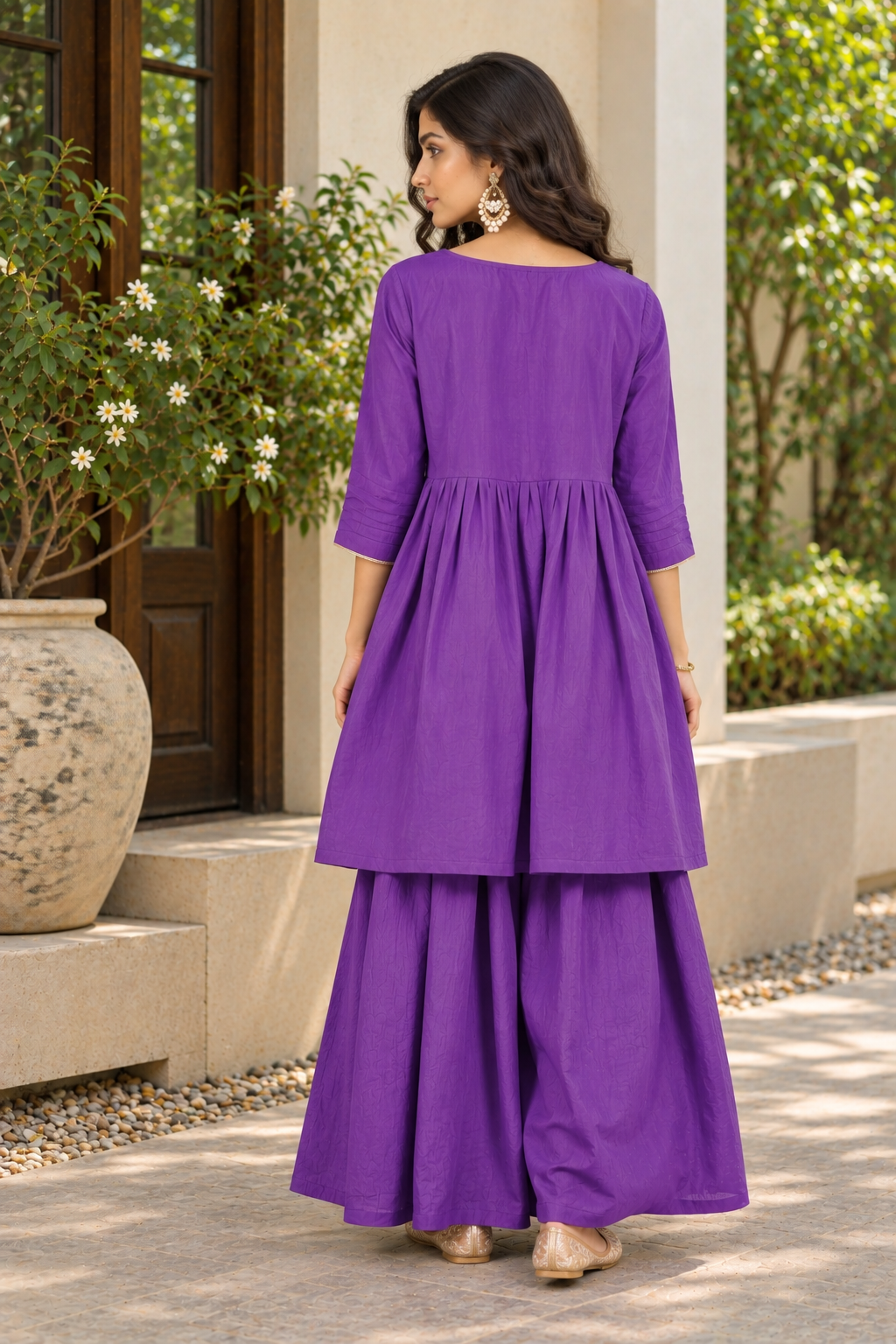 Women Purple Silk Embroidery Kurta Set