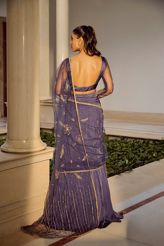 Glam Blue Saree Set