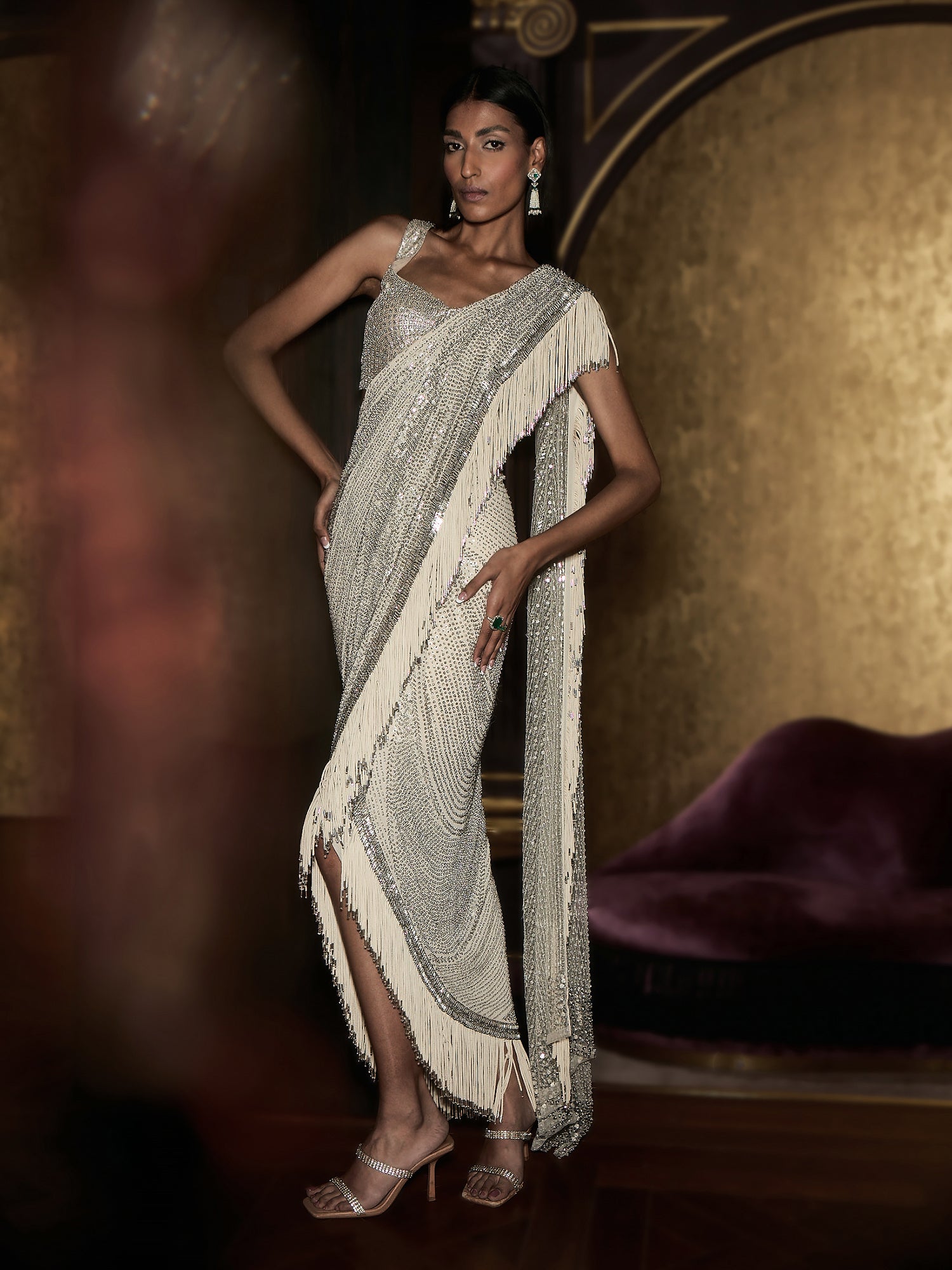 Held Fringe Draped Sari