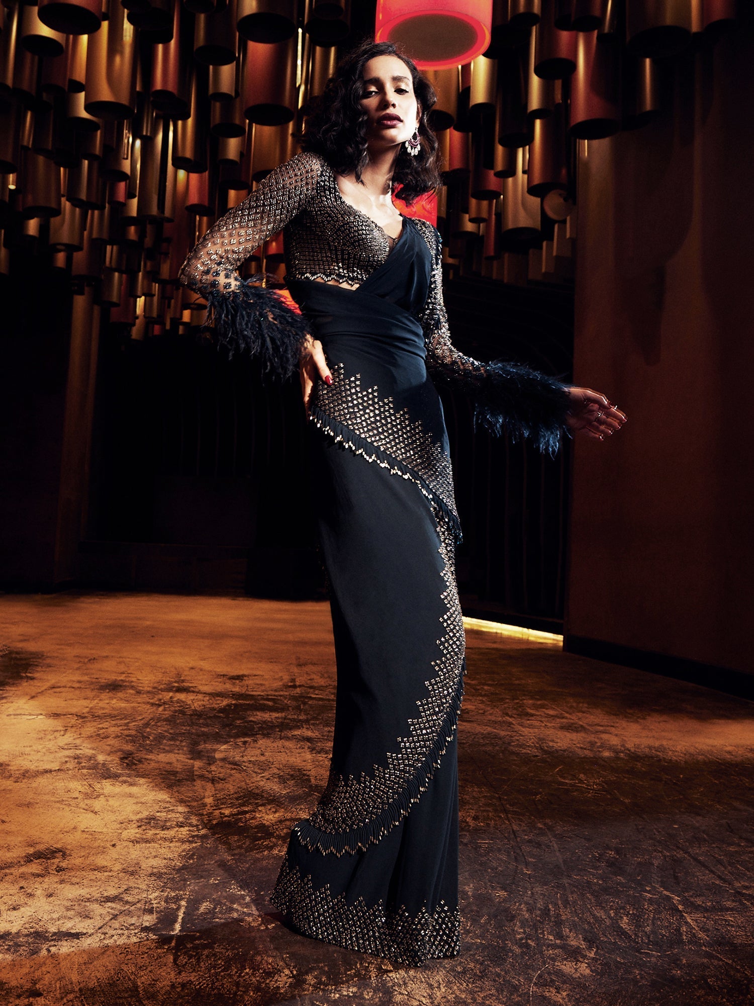 Ascher Fringe Draped Sari