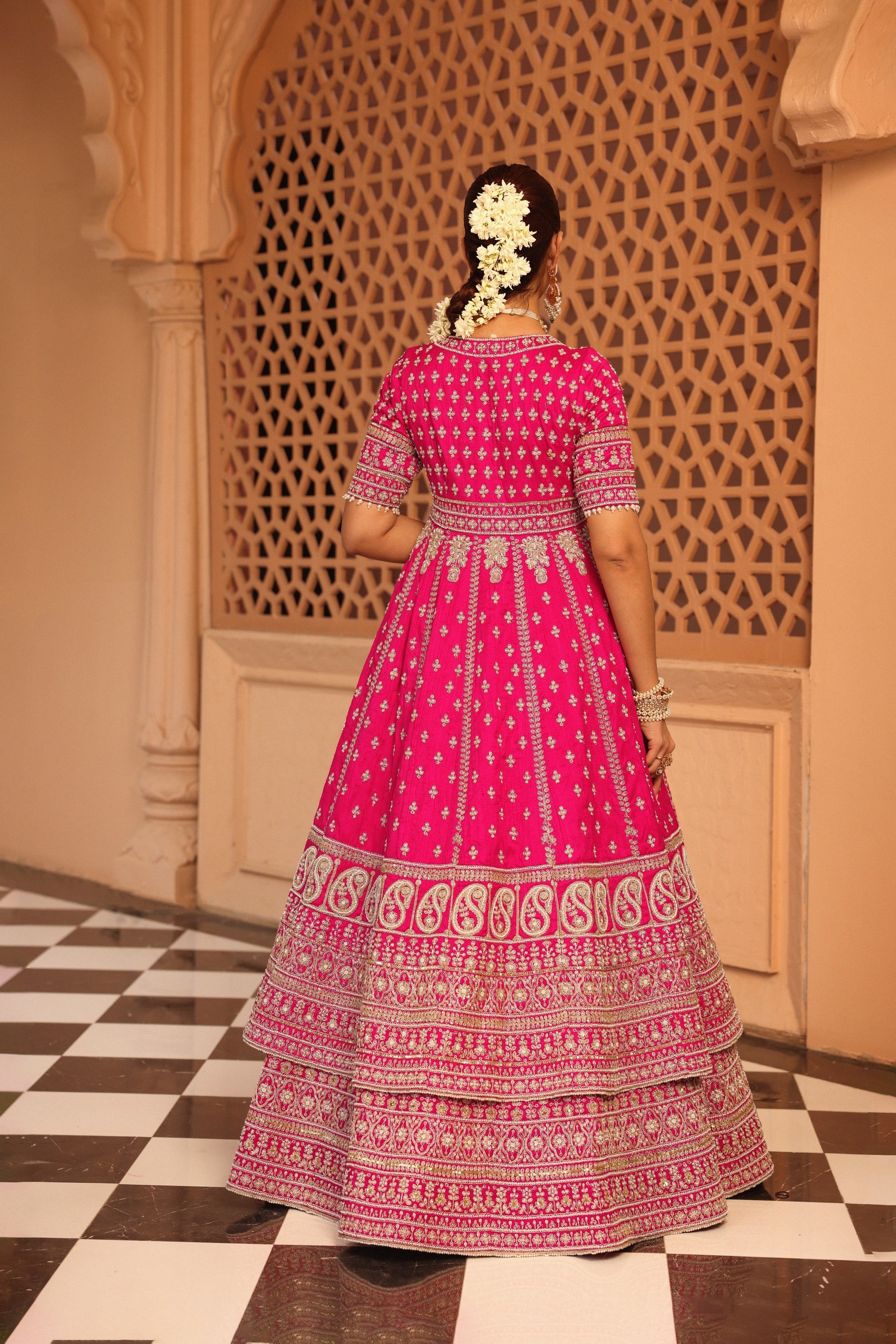 Naila - Hotpink Anarkali with Lehenga and Dupatta