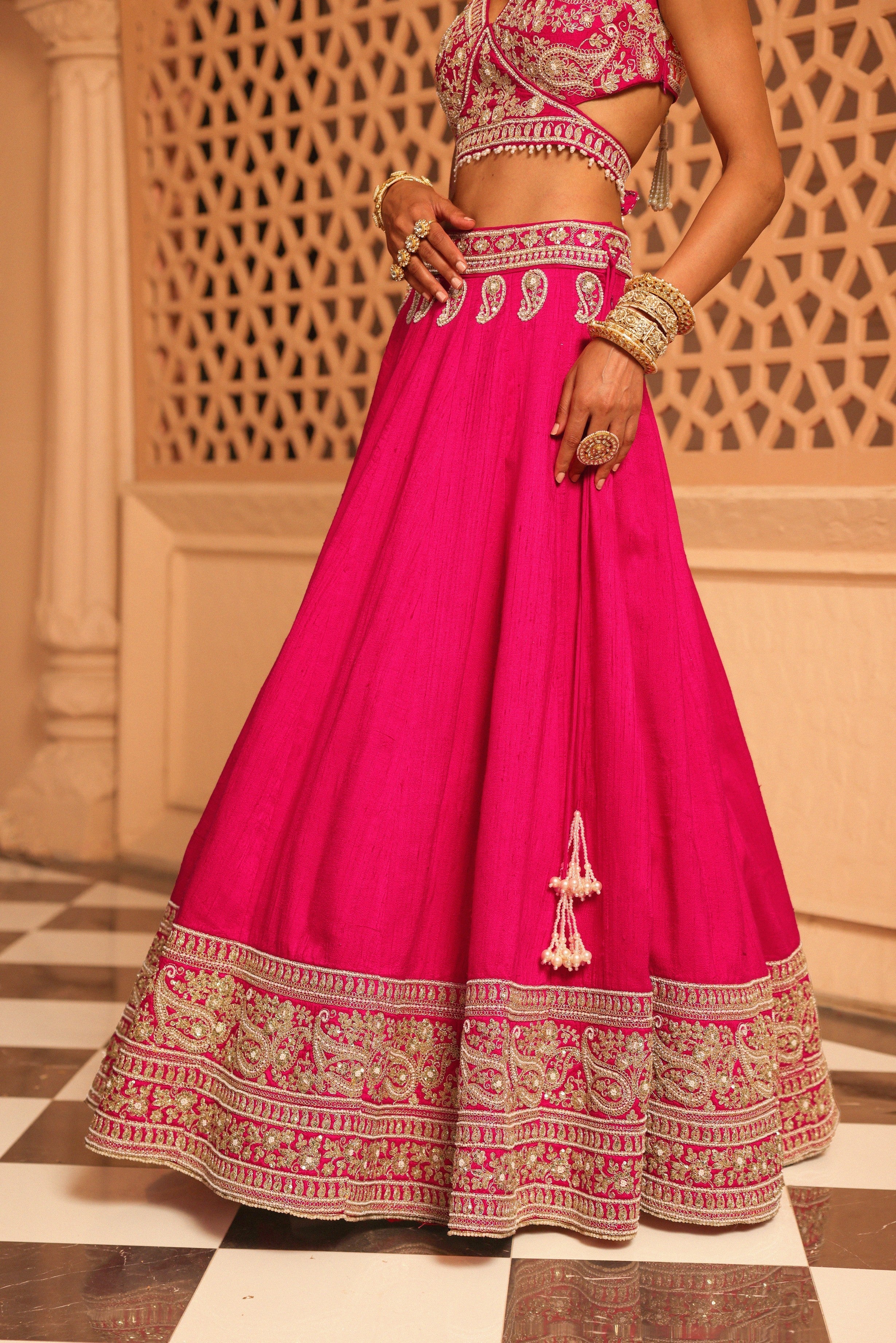 Ilma - Hotpink Lehenga with Blouse and Dupatta