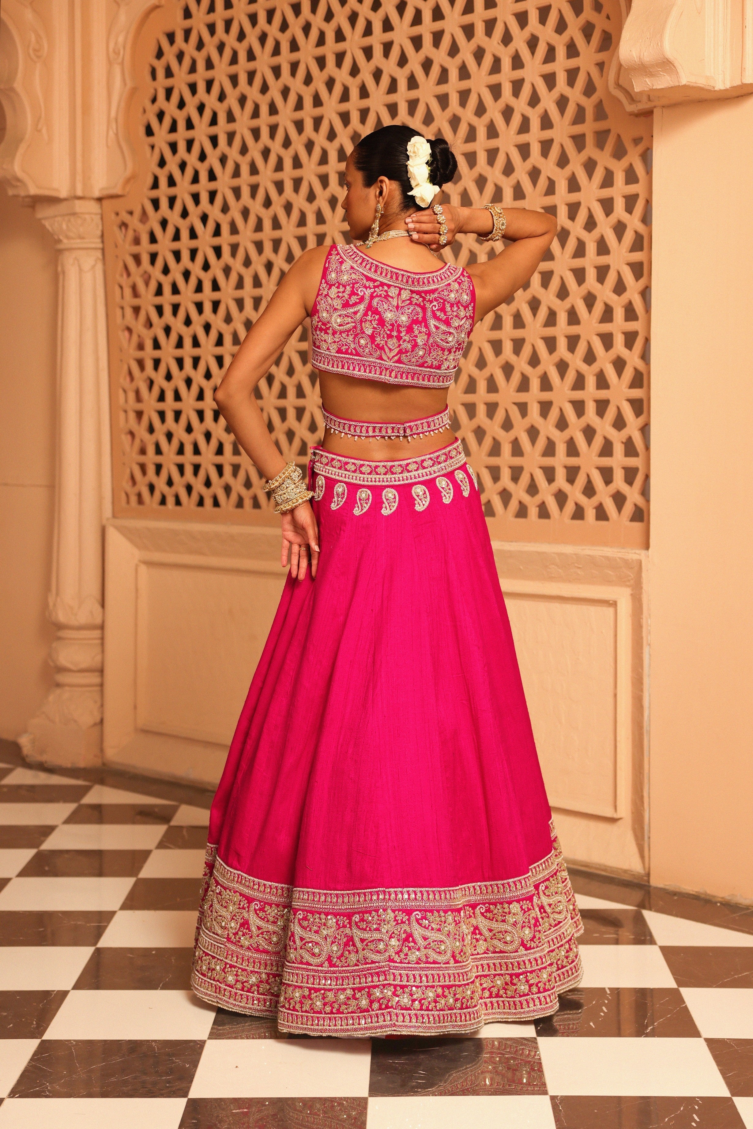 Ilma - Hotpink Lehenga with Blouse and Dupatta