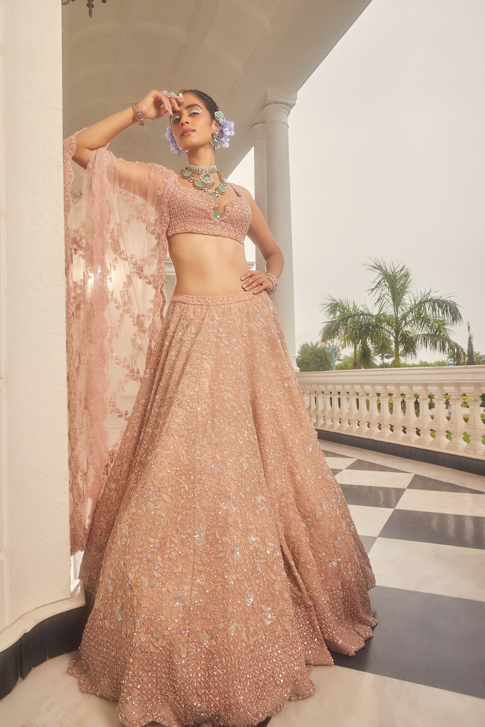 Pink embroidered lehenga