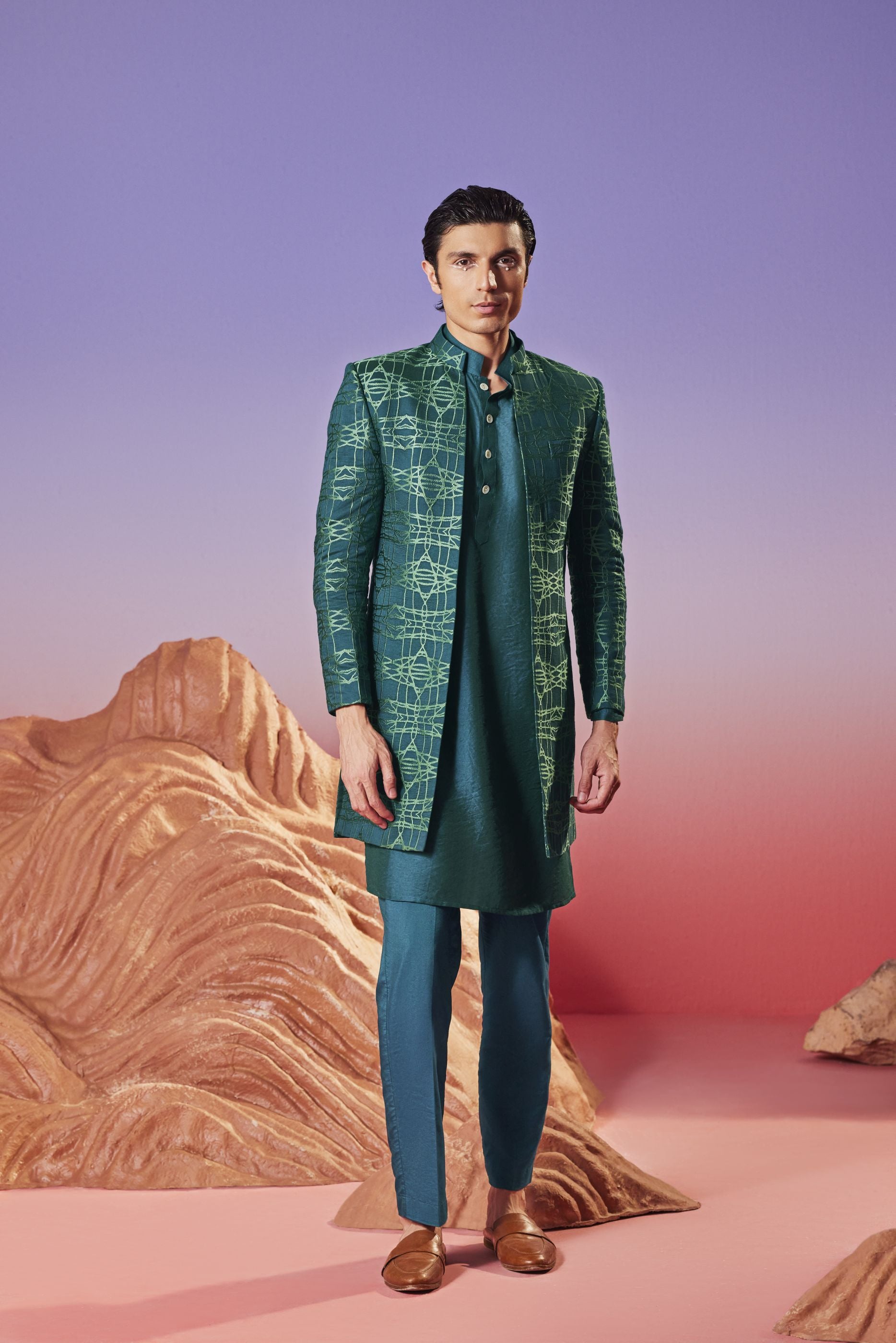 Gehra - Silk Embroidery - Indo-western Set