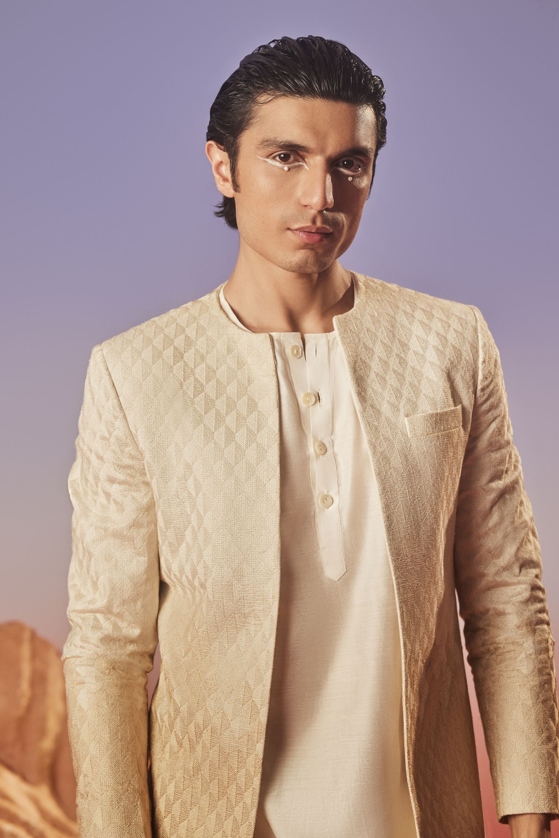 Elaan Long Jacket - Silk Embroidery Indo Western Set