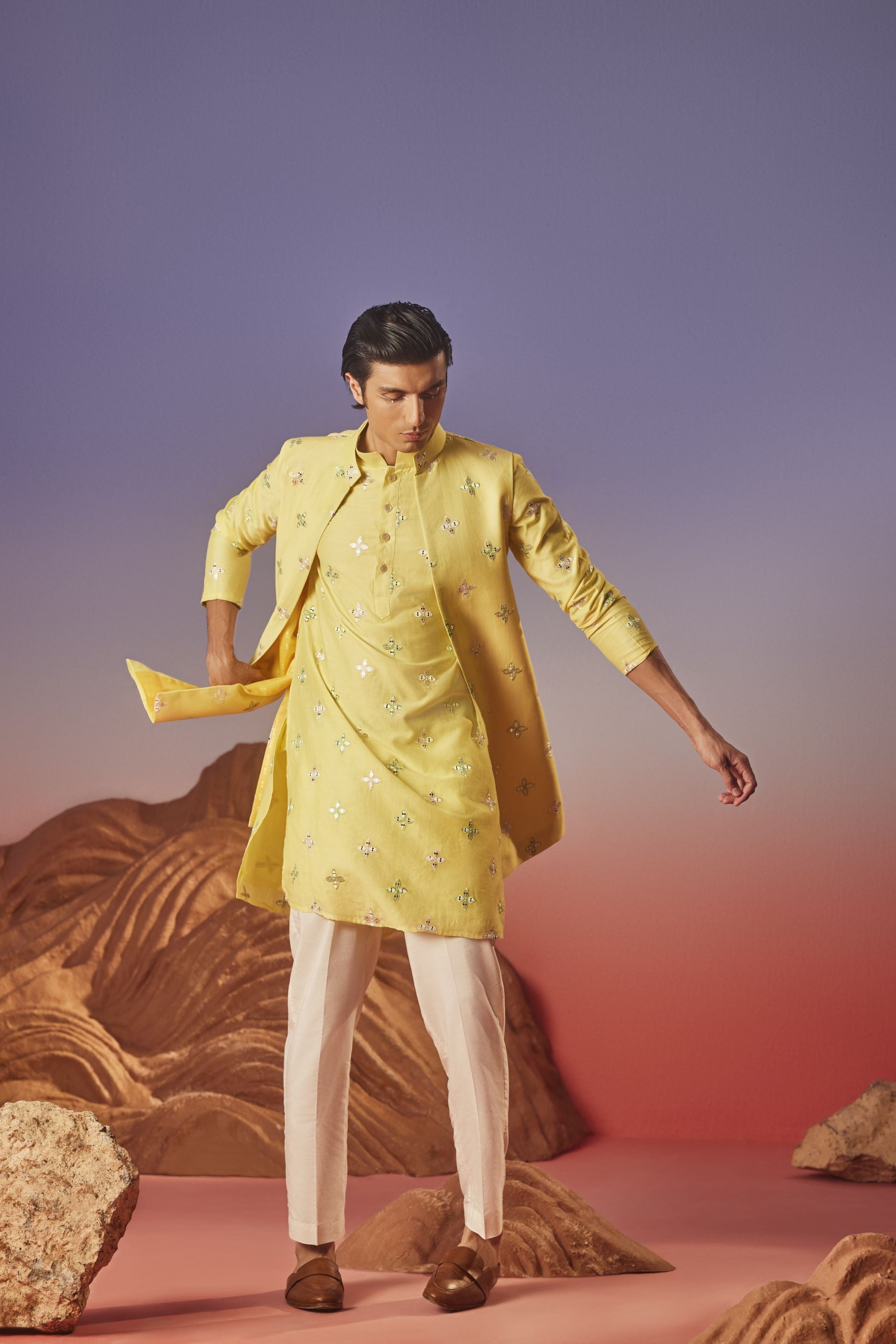 Inara - Silk Embroidery Nehru Jacket Set
