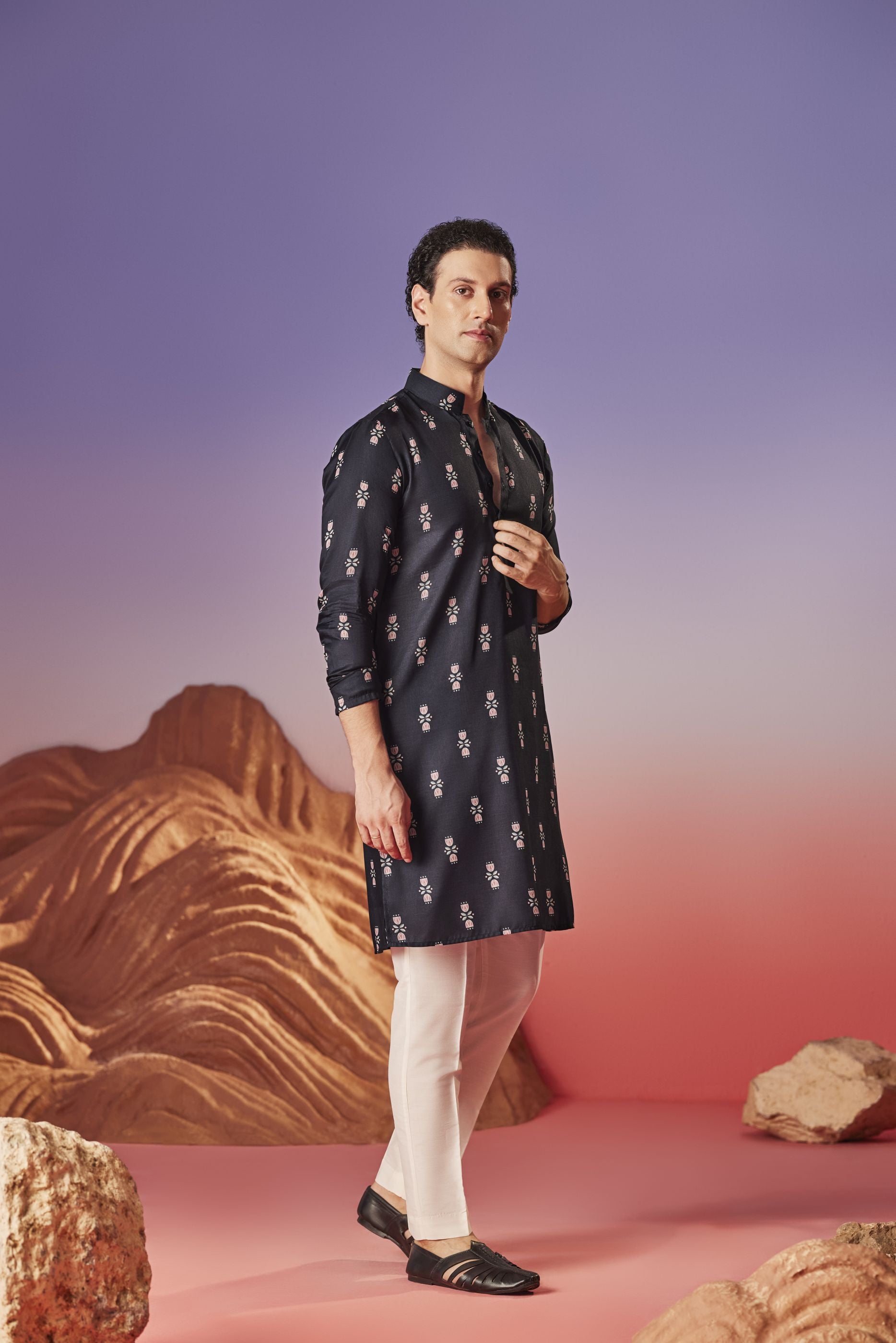Midnight blossom - Silk Kurta