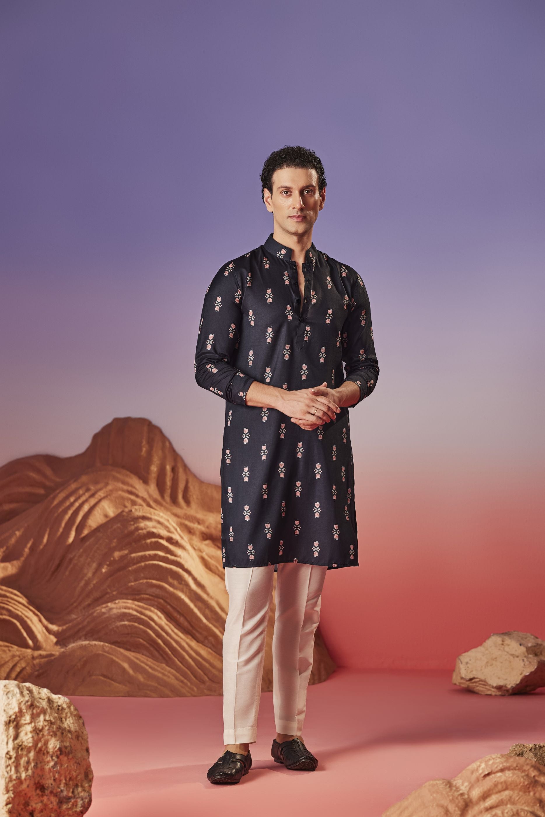 Midnight blossom - Silk Kurta