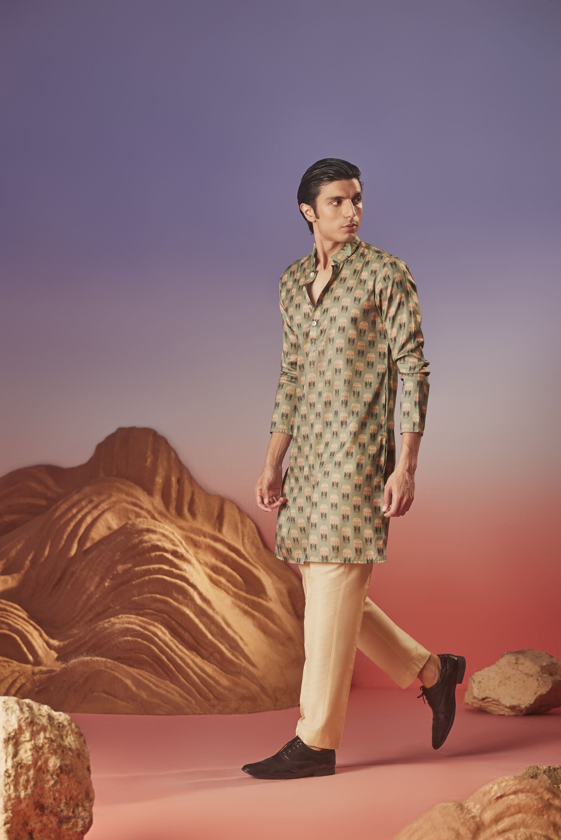 Green Blush - Silk Kurta