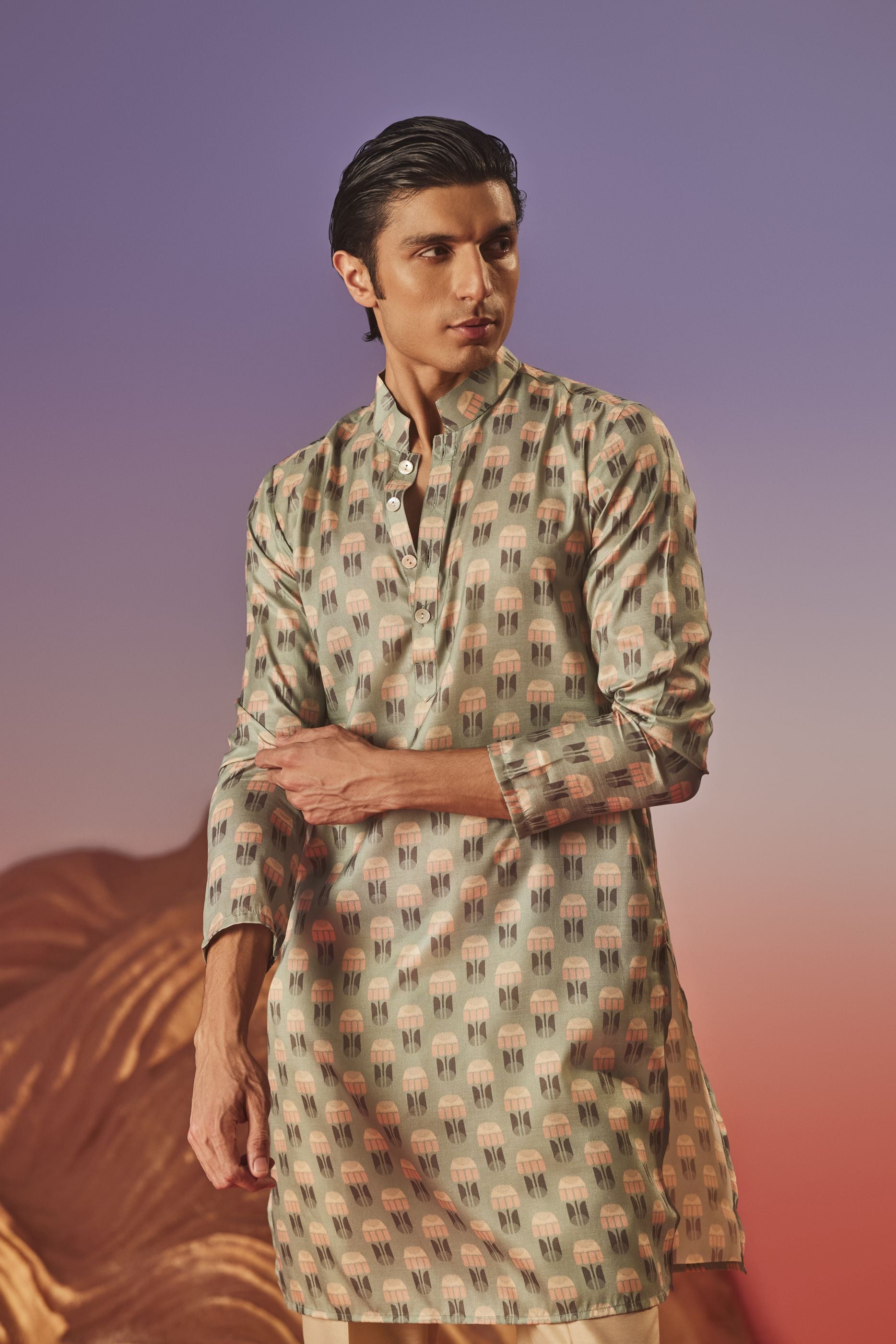 Green Blush - Silk Kurta