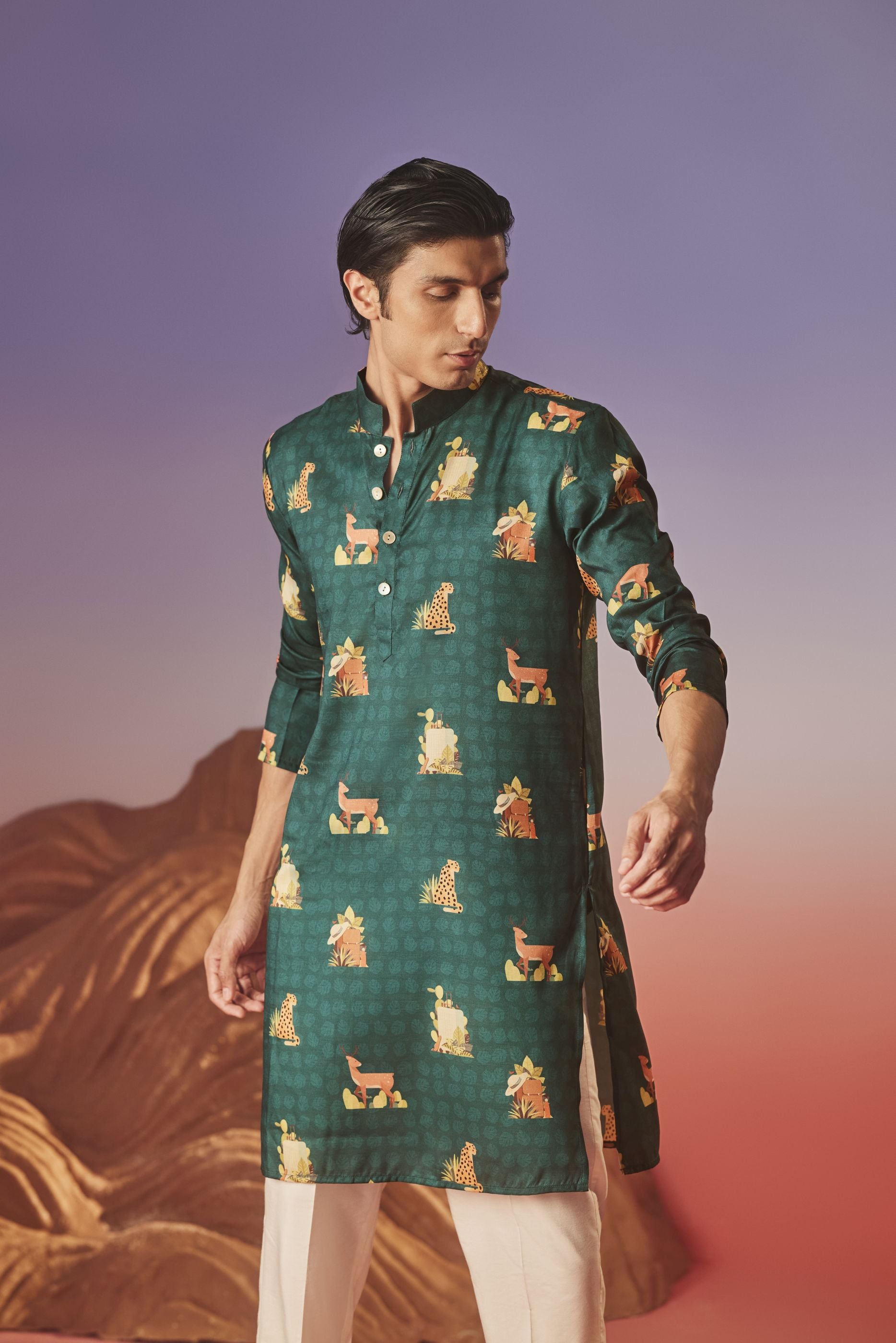 Tropical Tail - Silk Kurta