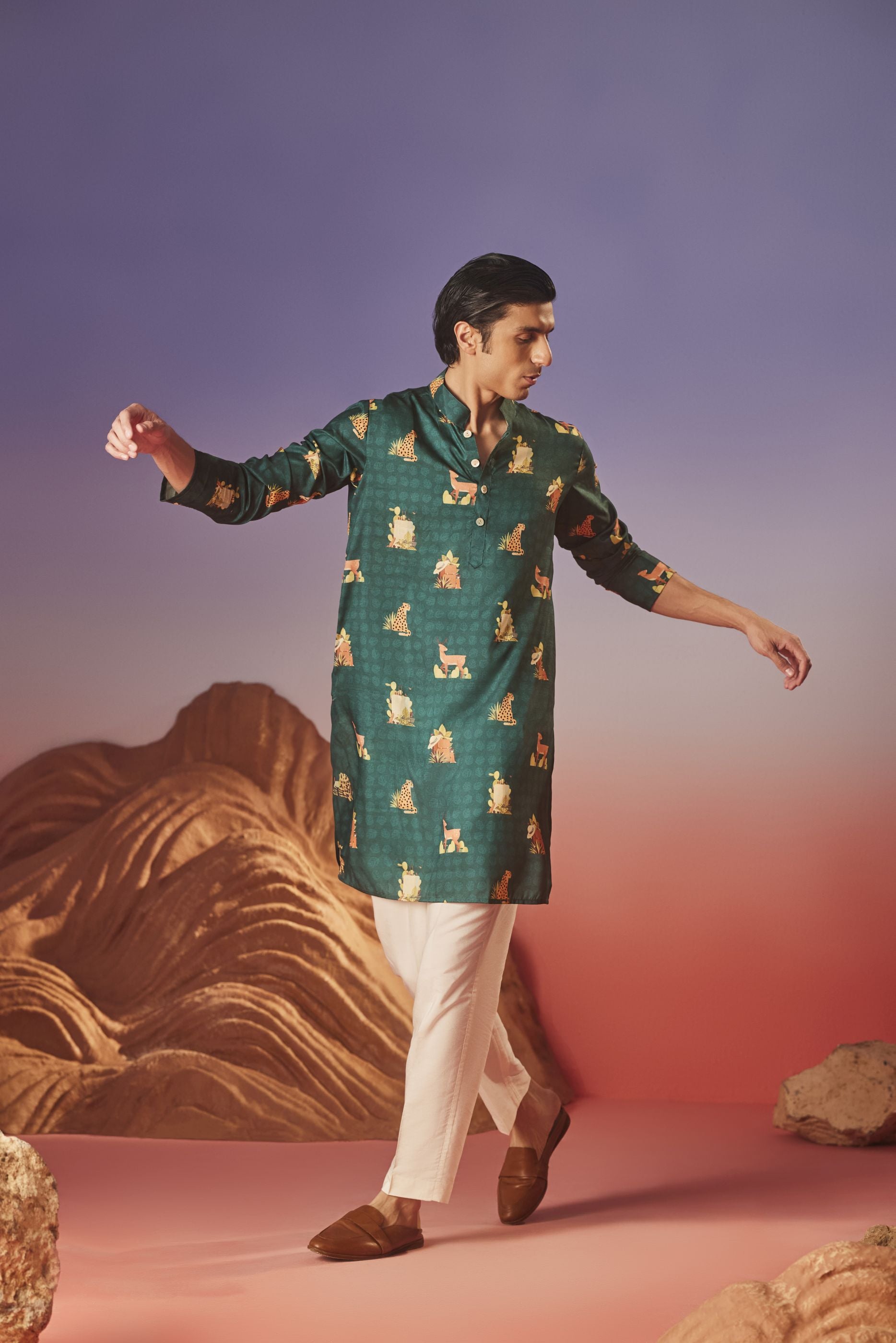 Tropical Tail - Silk Kurta