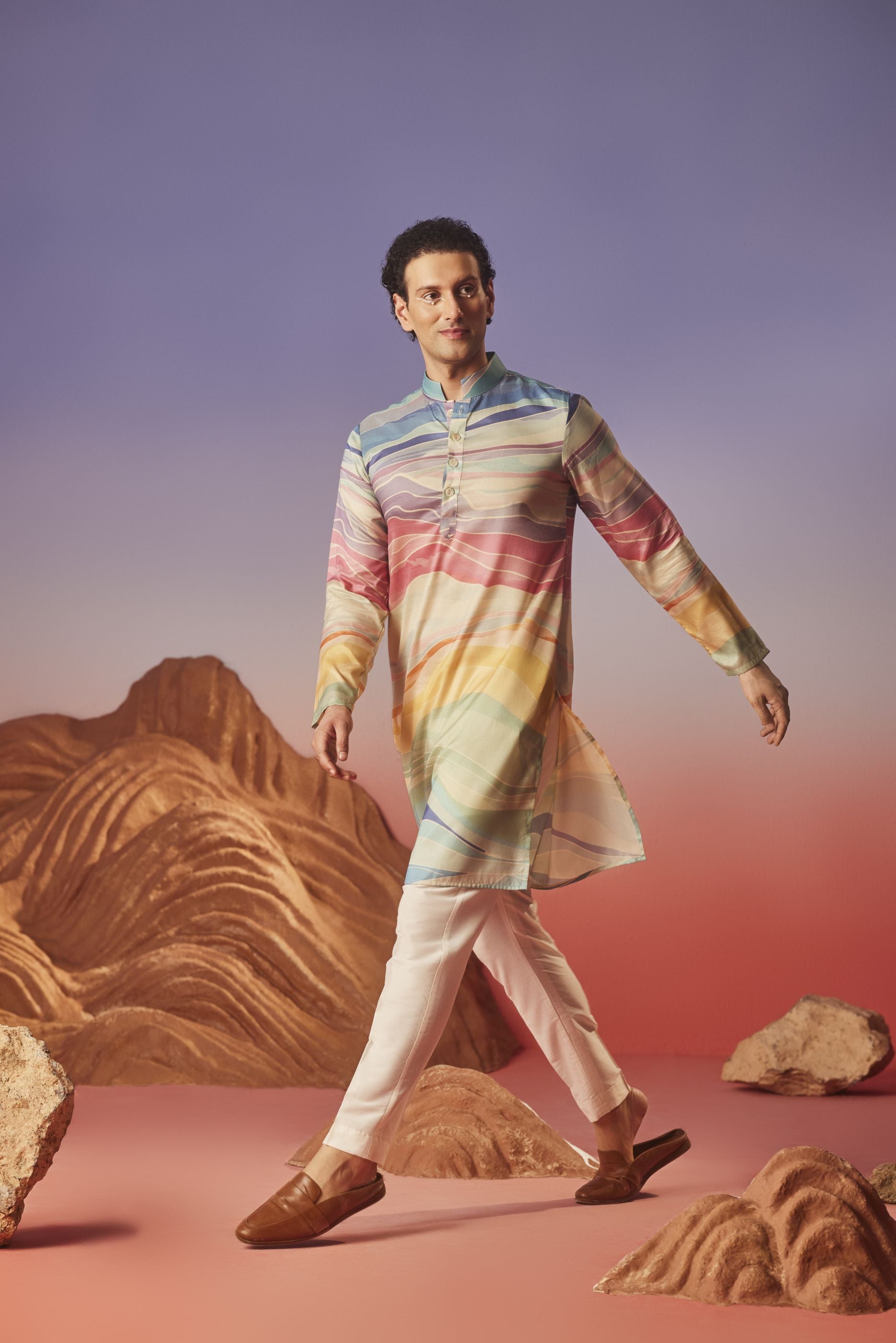 Wave Of Colors - Silk Kurta