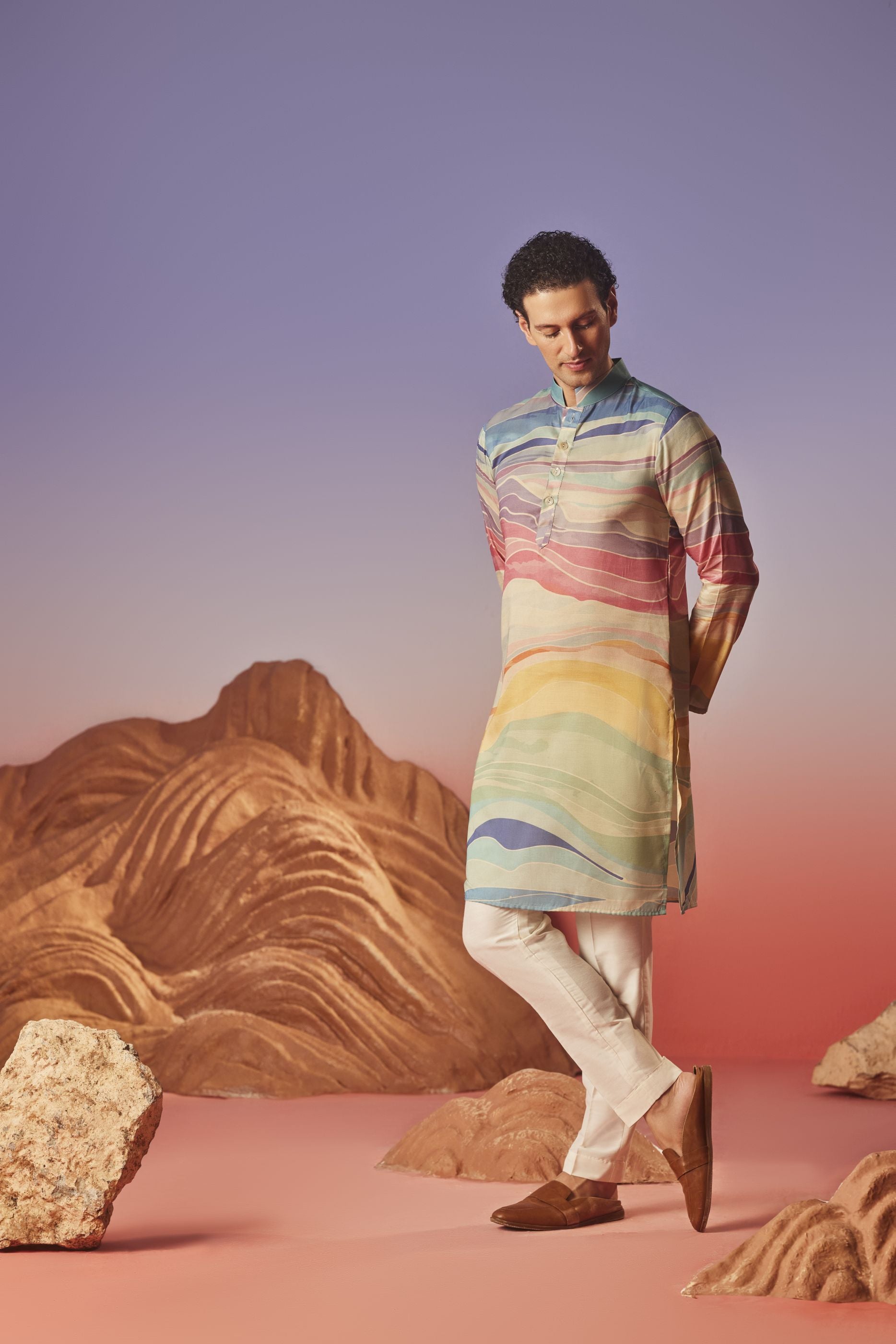 Wave Of Colors - Silk Kurta