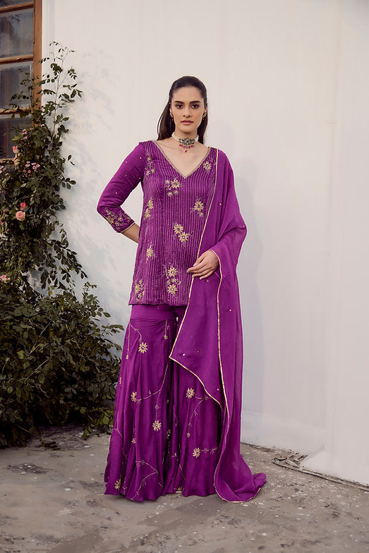 Plum Sharara Set