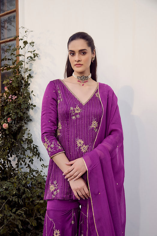 Plum Sharara Set