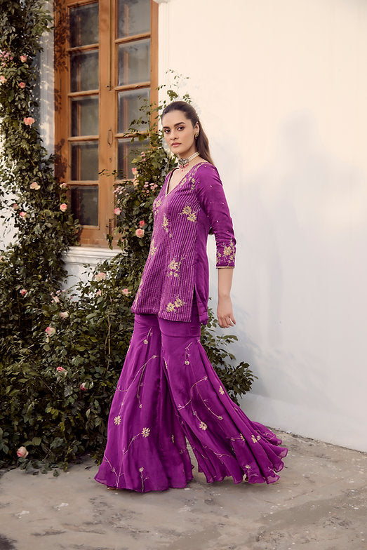 Plum Sharara Set