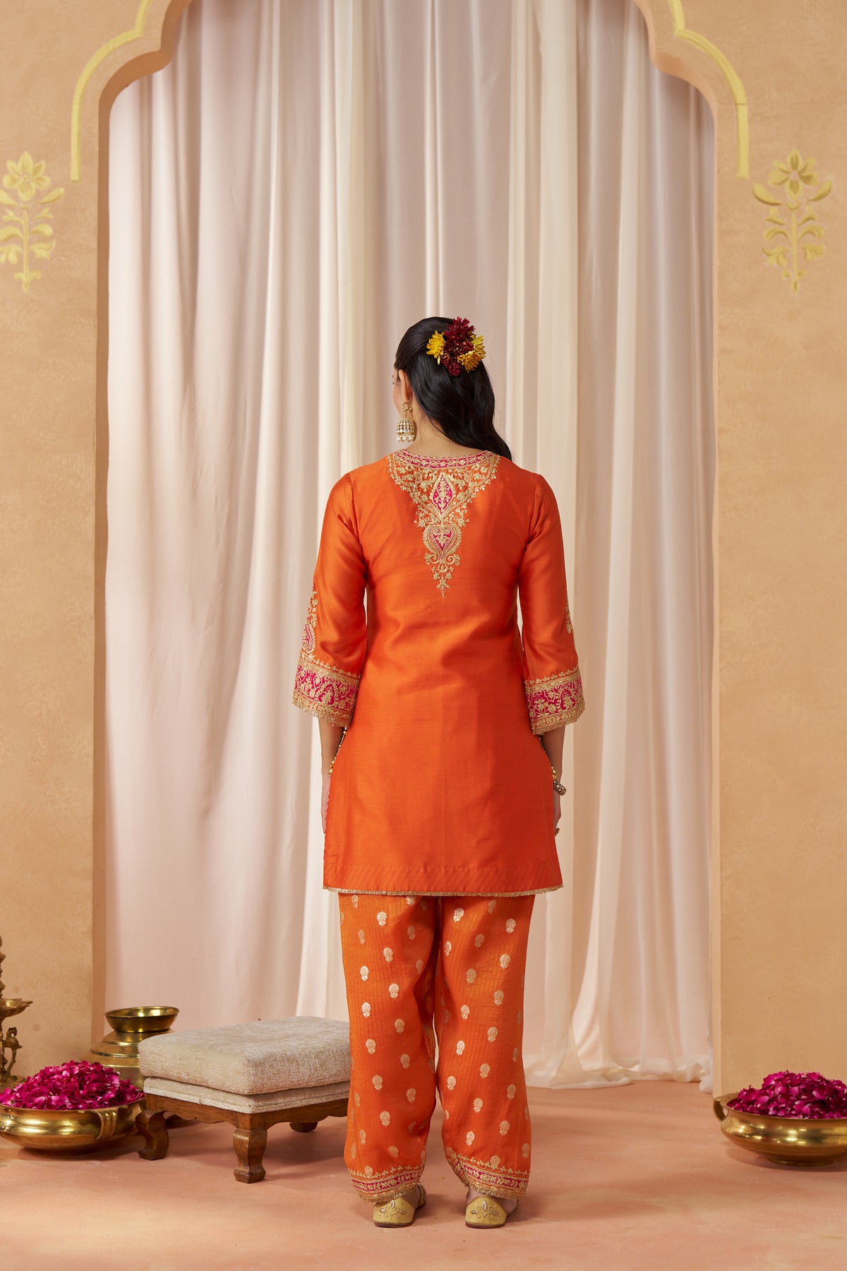 Adeela Burnt Orange Kurta with Salwar and Dupatta