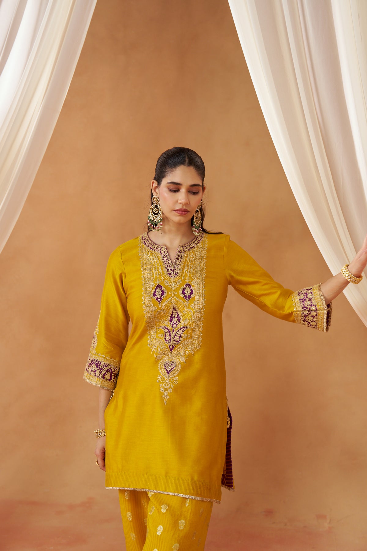 Adeela Mustard Kurta with Salwar and Dupatta