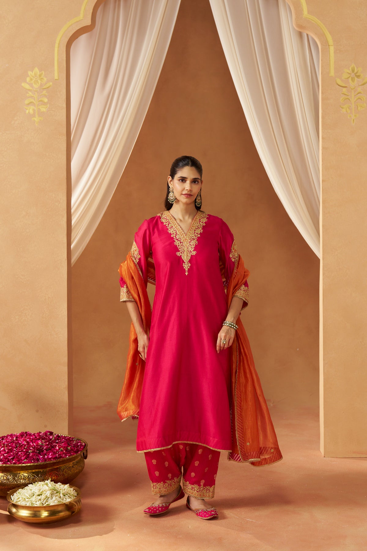 Liana Hotpink Chauga with Dupatta