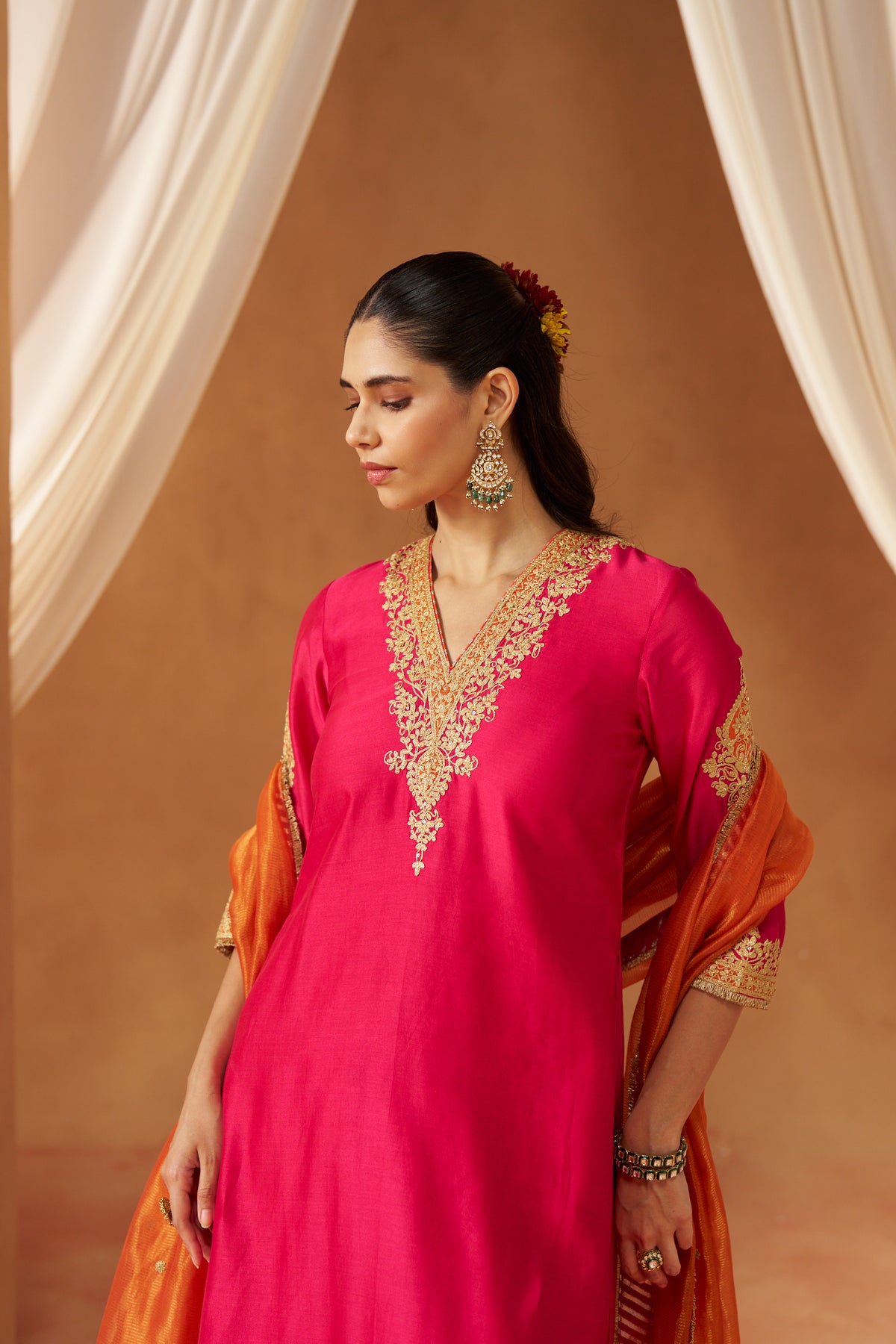 Liana Hotpink Chauga with Dupatta