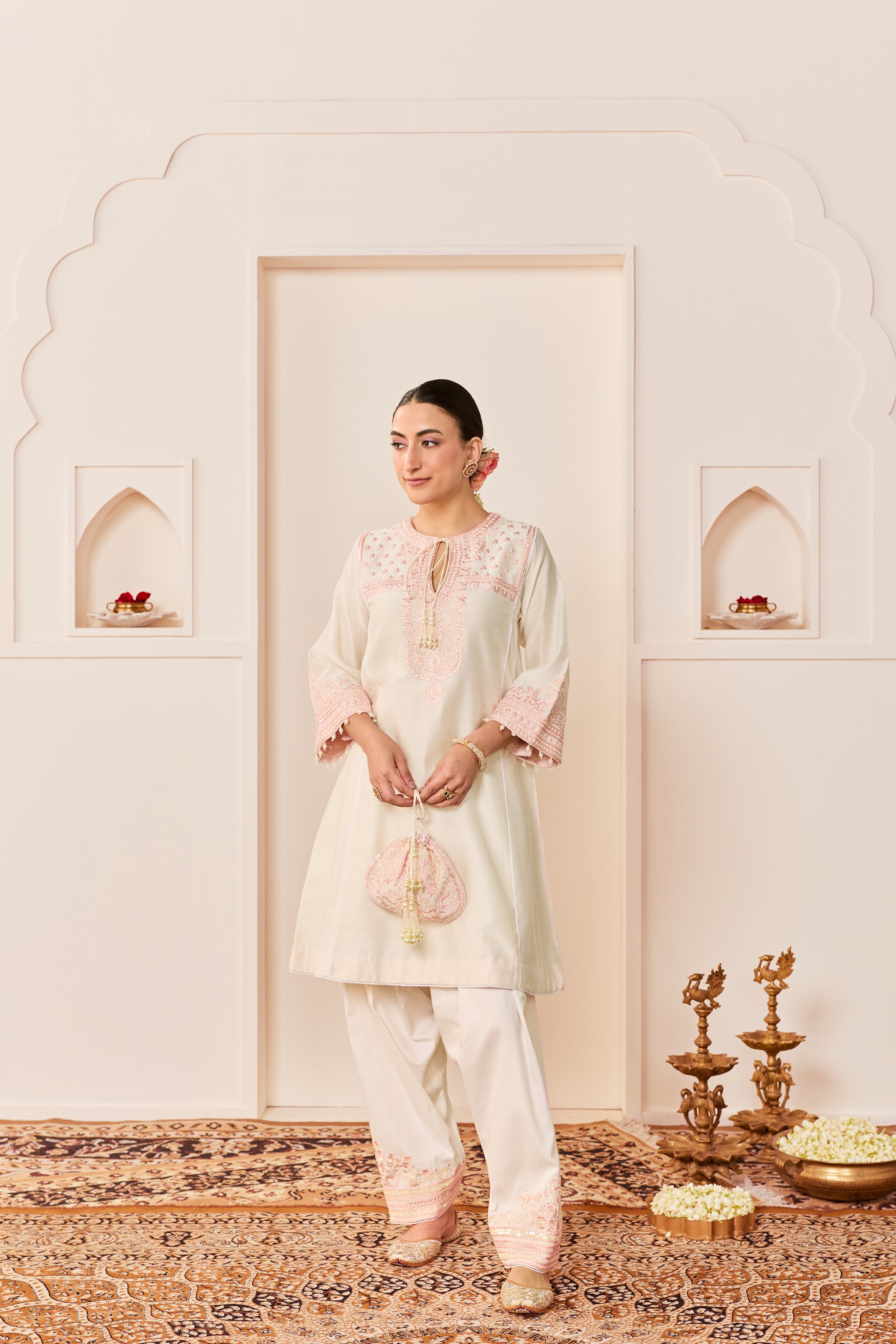 ARSHIYA - DAISY IVORY WITH PINK CHOGA WITH SALWAR