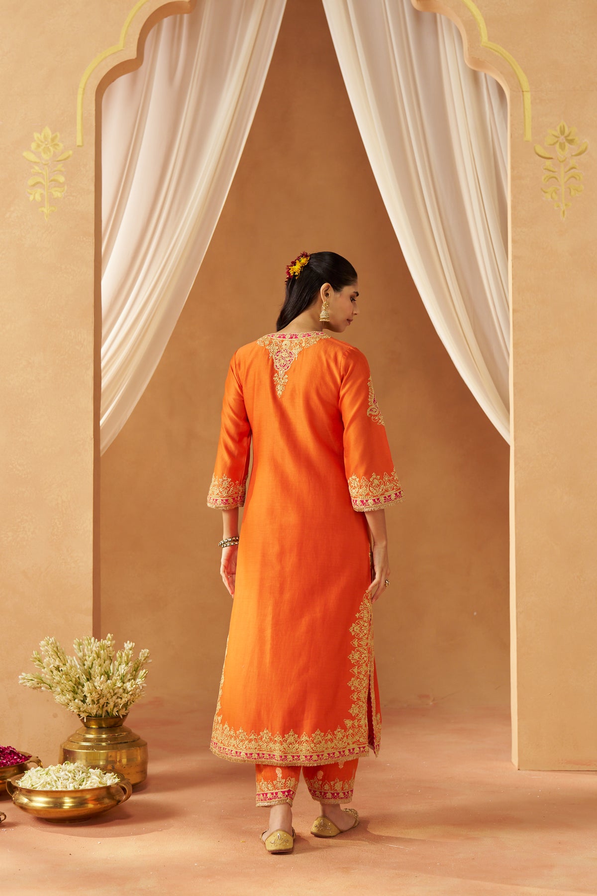 Mubina Burnt Orange Kurta with Salwar and Dupatta