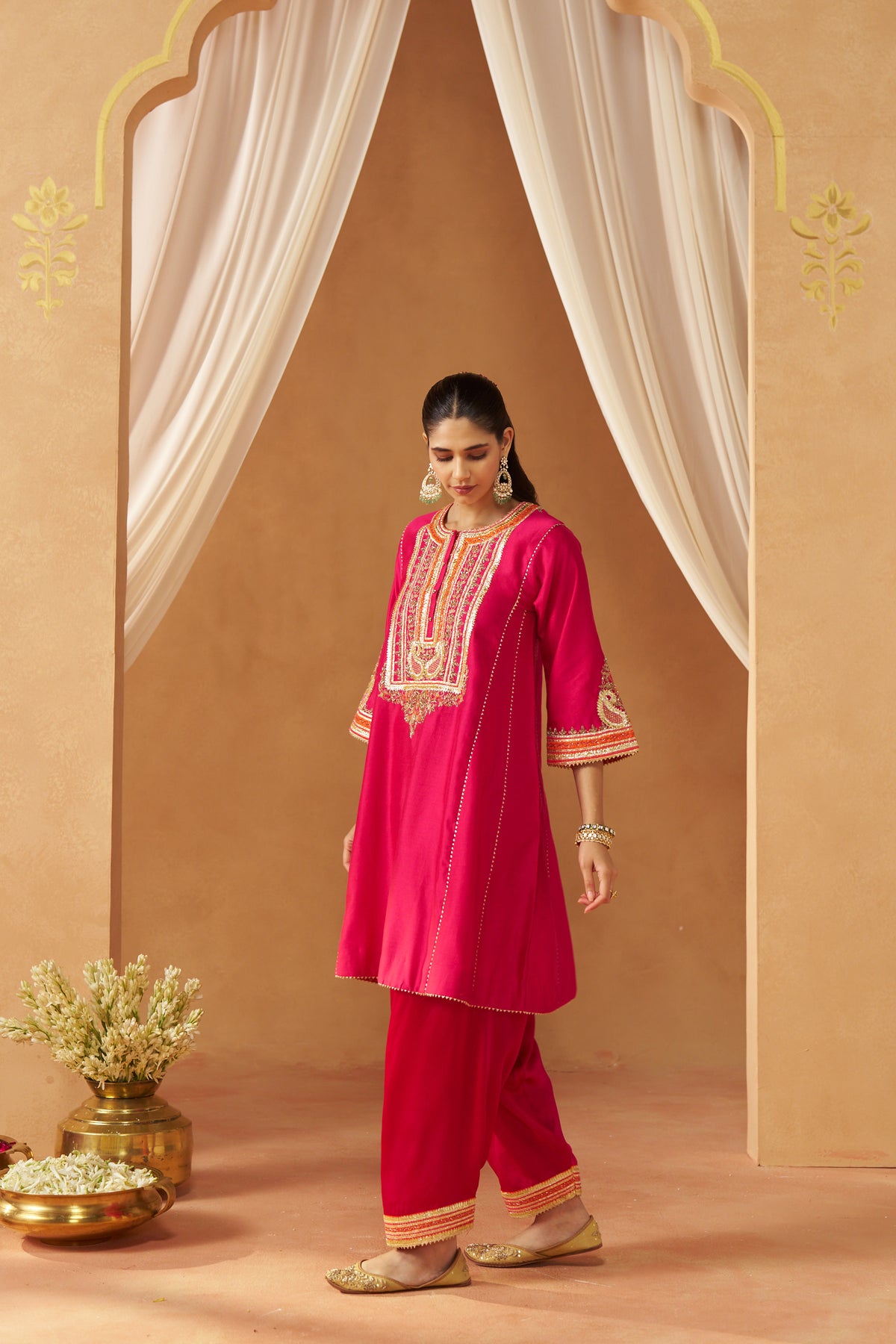 Daneen Hot Pink Chauga with Salwar