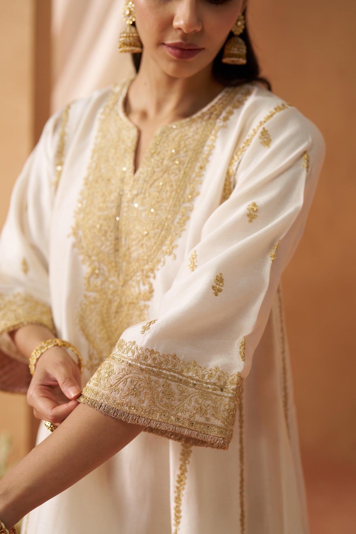 Maahgul Daisy Ivory Kalidaar Chauga with Salwar and Dupatta