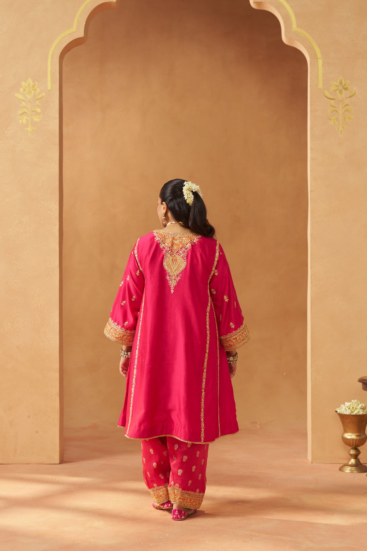 Maahgul Hotpink Kalidaar Chauga with Salwar and Dupatta