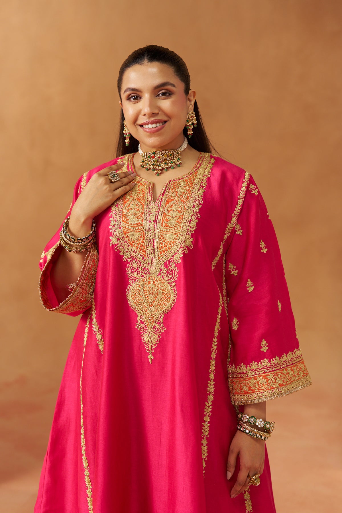Maahgul Hotpink Kalidaar Chauga with Salwar and Dupatta