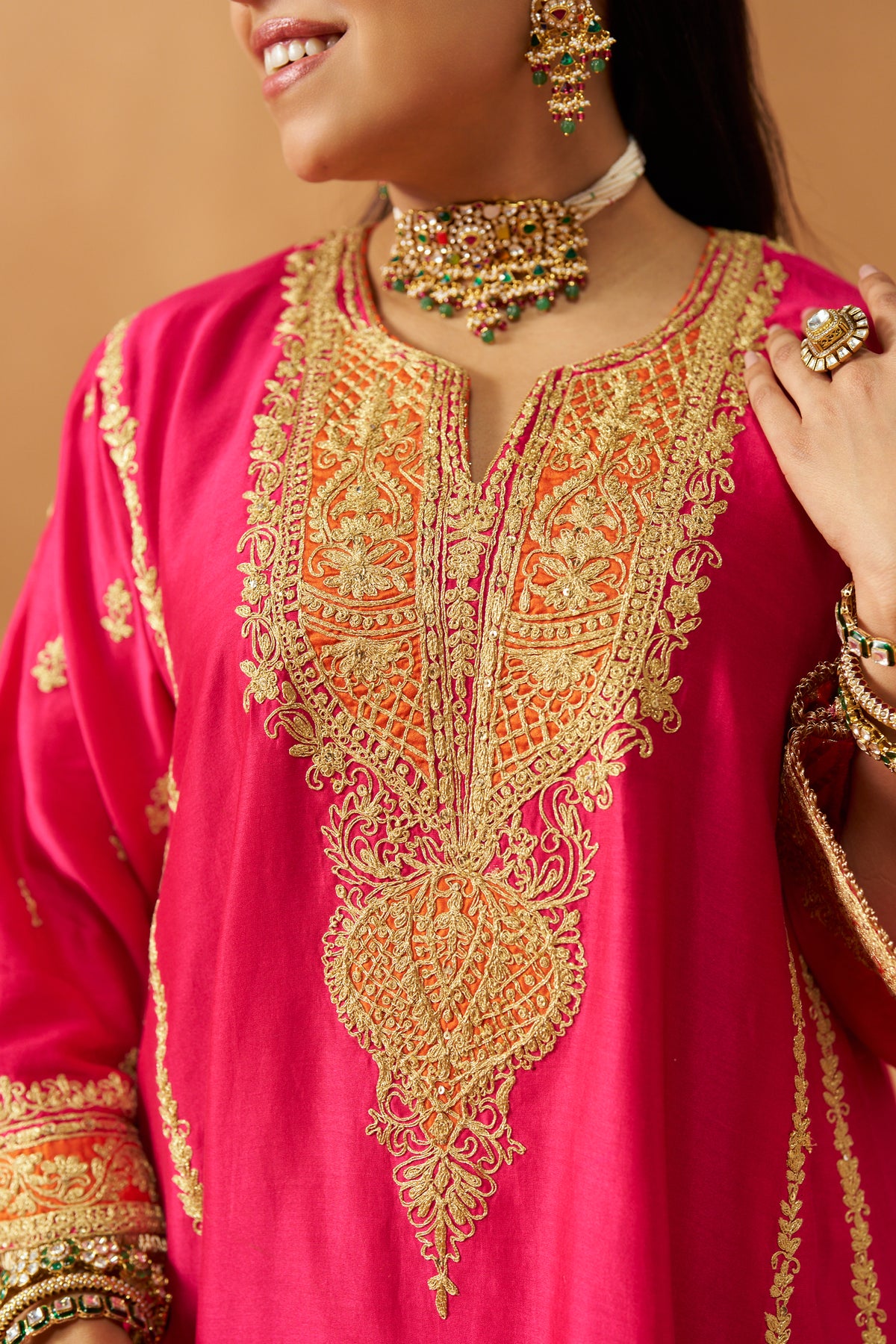 Maahgul Hotpink Kalidaar Chauga with Salwar and Dupatta