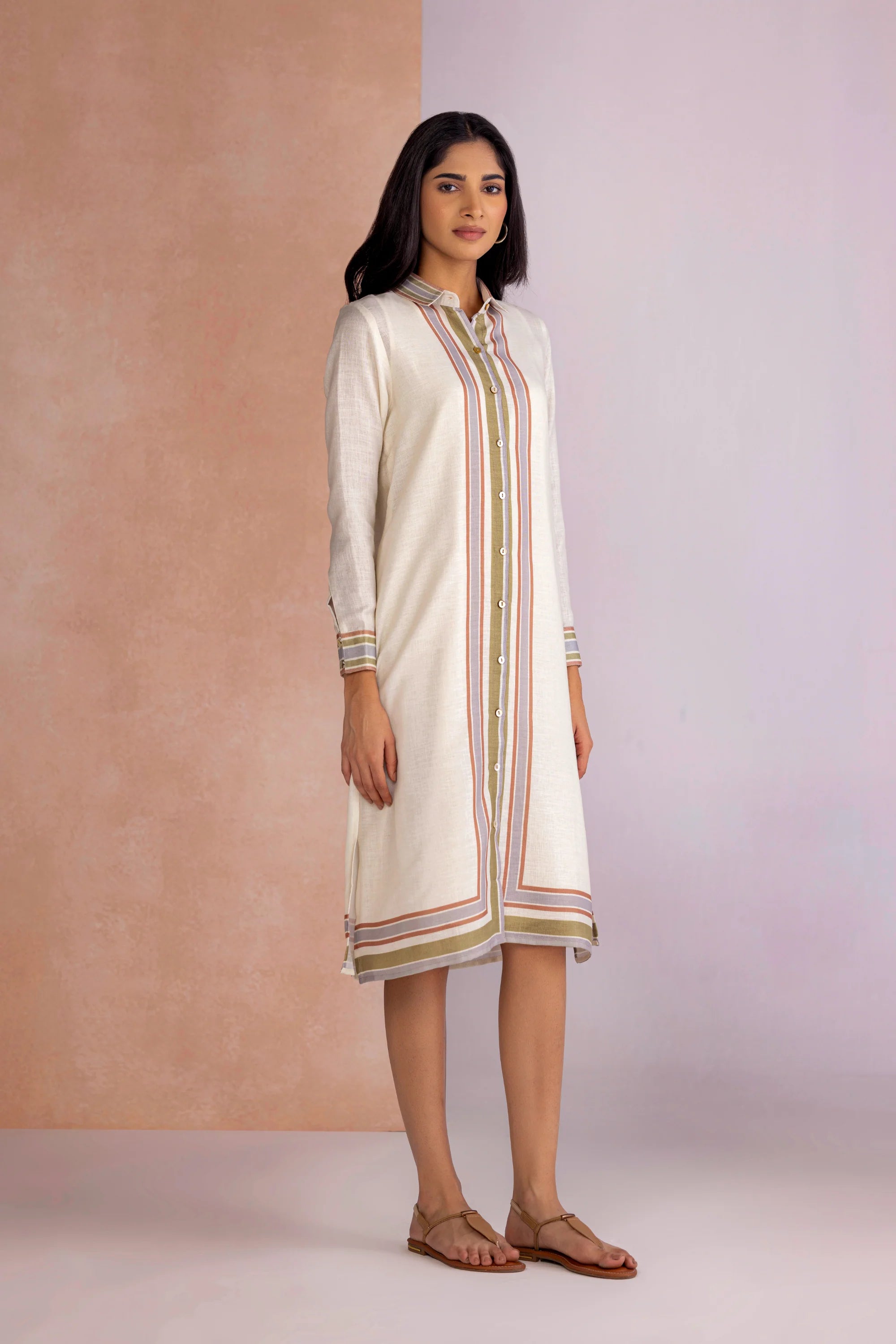 Stripe Drama Shirt Dress