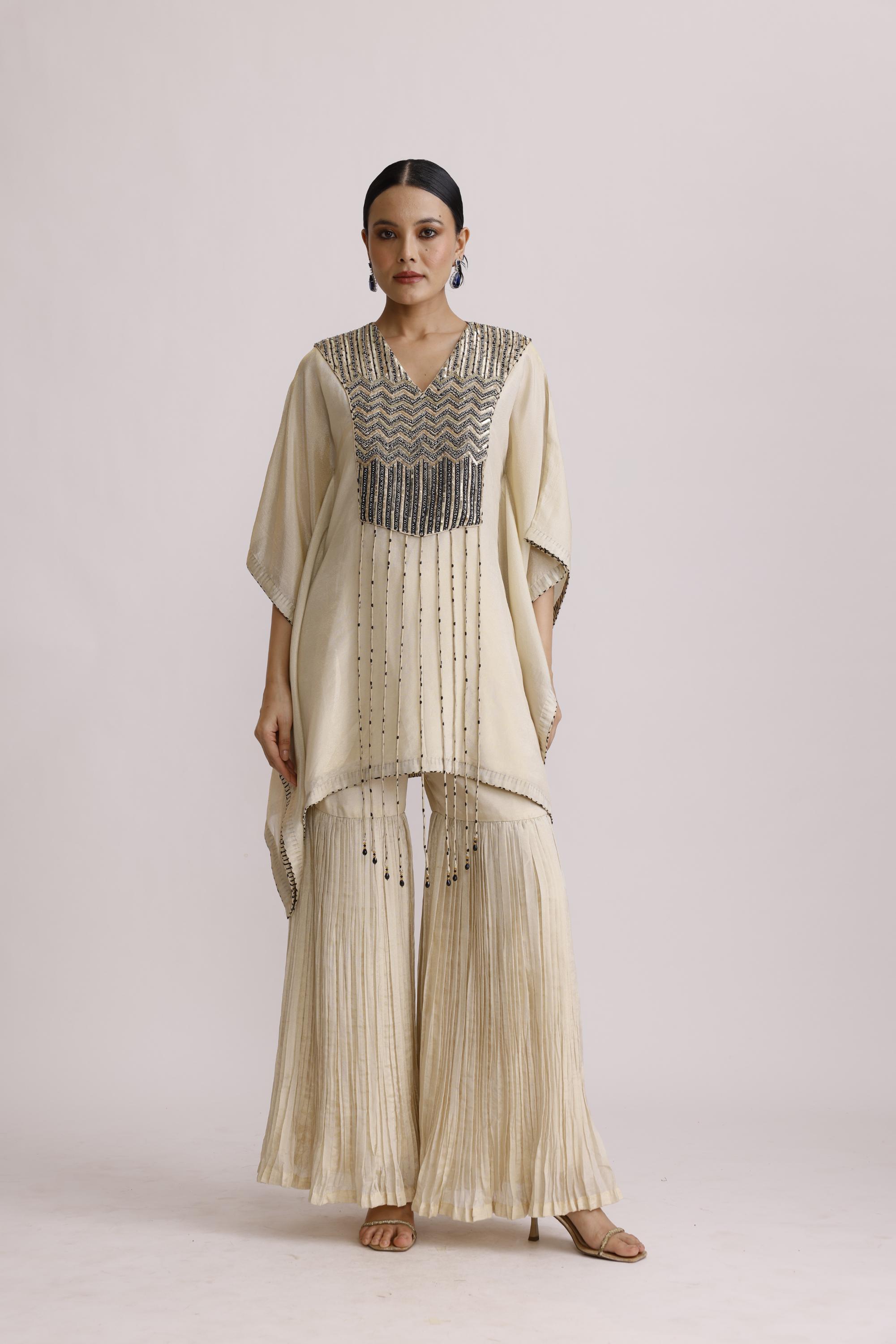 IVORY KAFTAN TOP WITH SHARARA