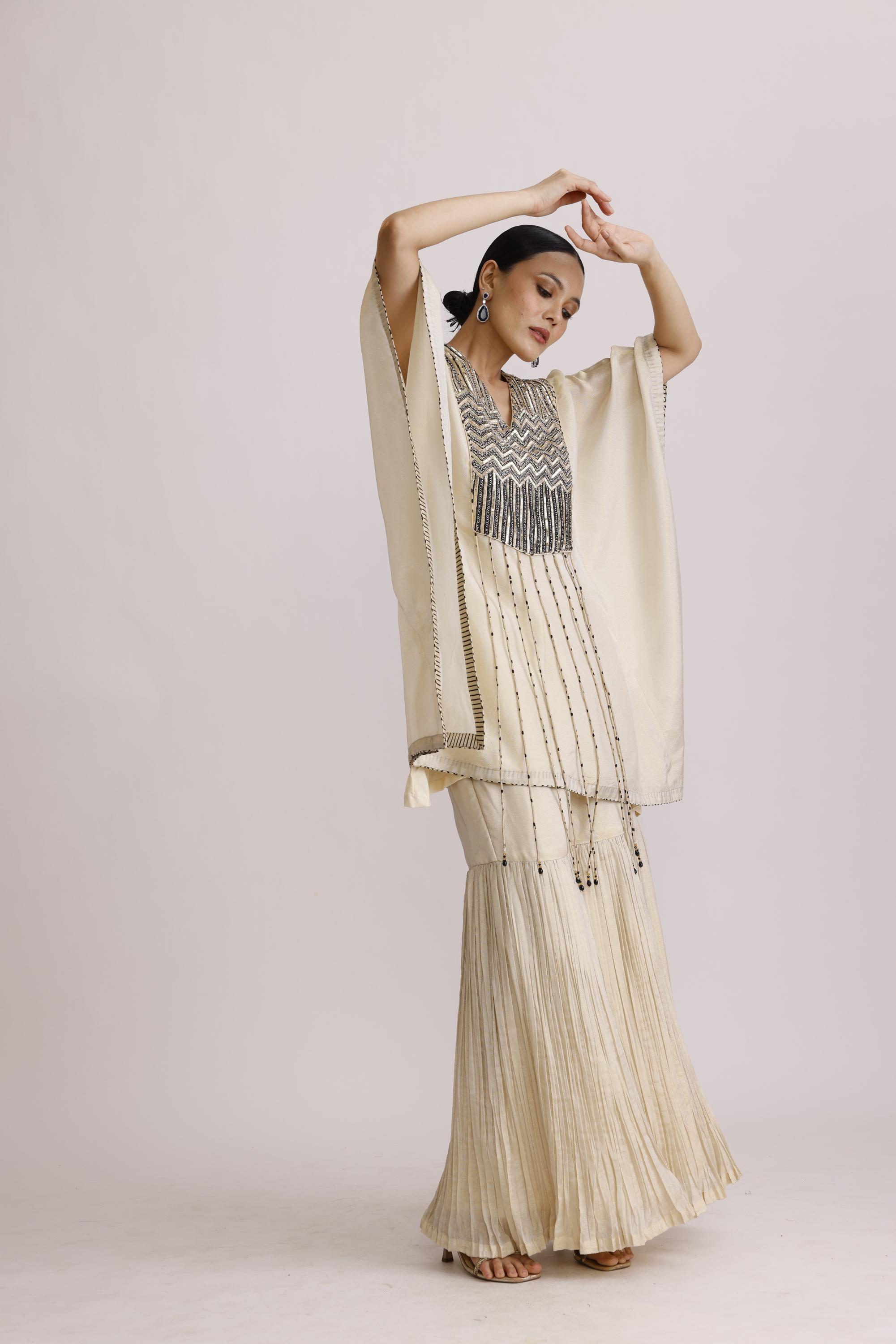IVORY KAFTAN TOP WITH SHARARA