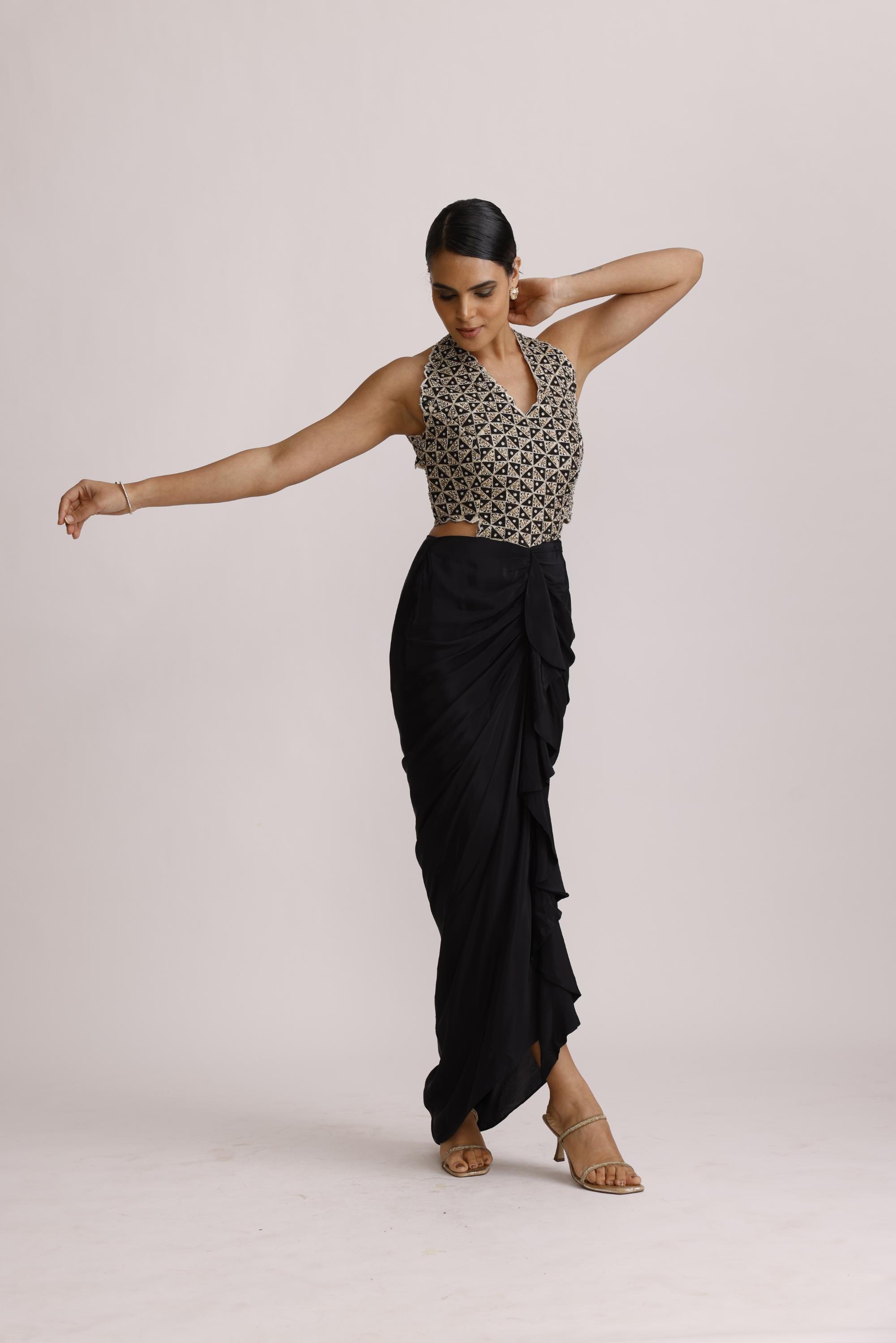 BLACK AJRAKH HANDCRAFTED ONE PIECE