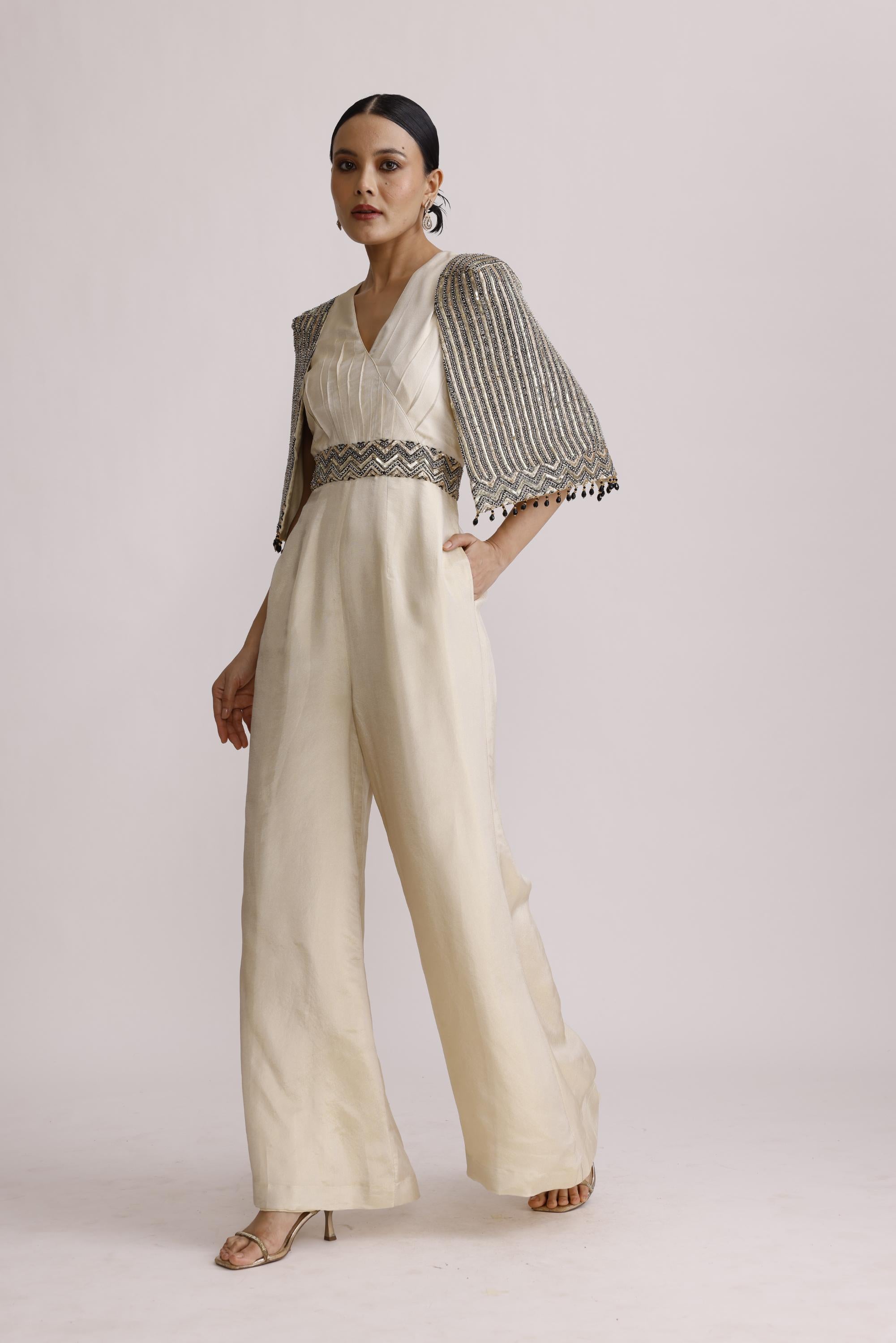 IVORY JUMPSUIT WITH BELT