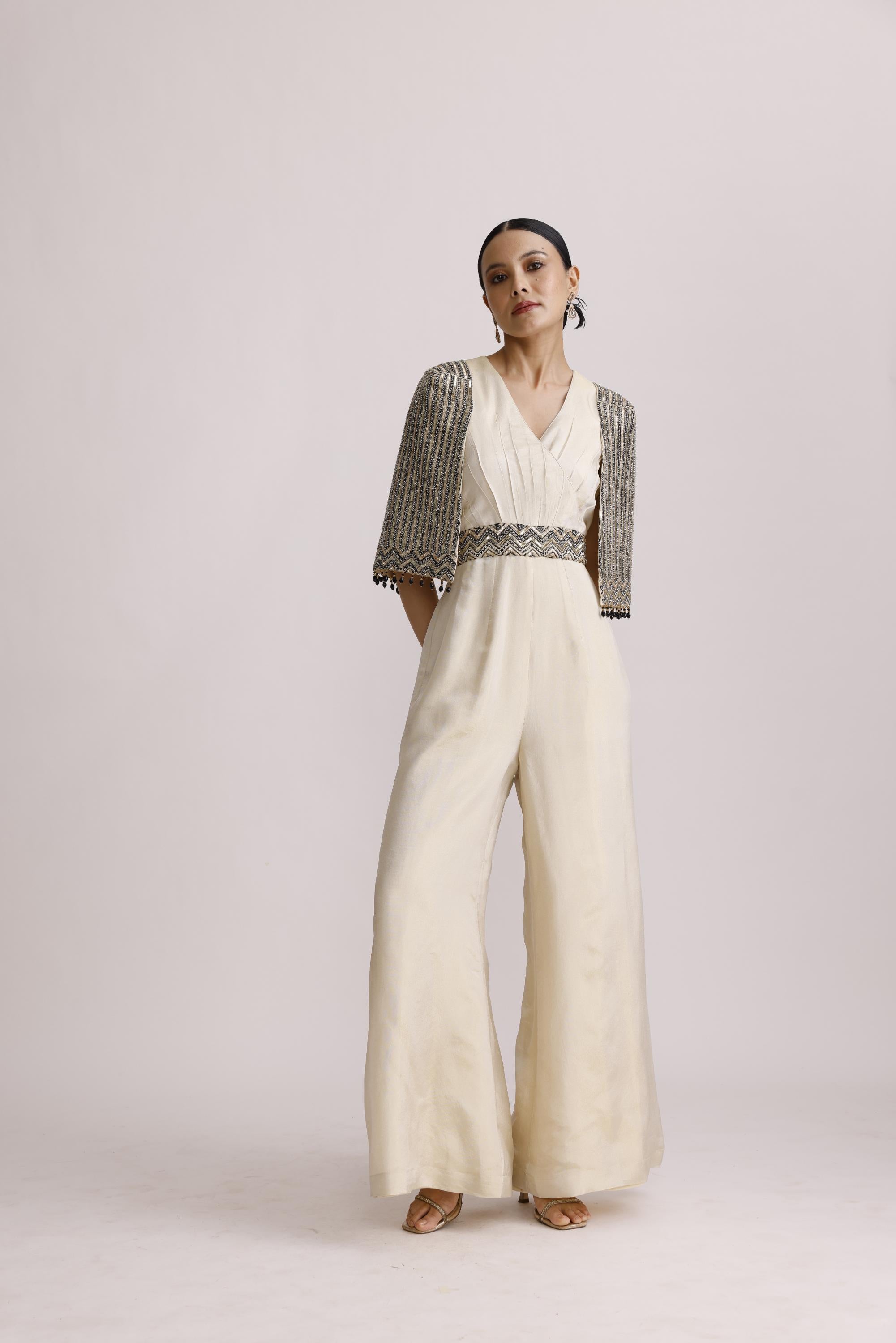 IVORY JUMPSUIT WITH BELT