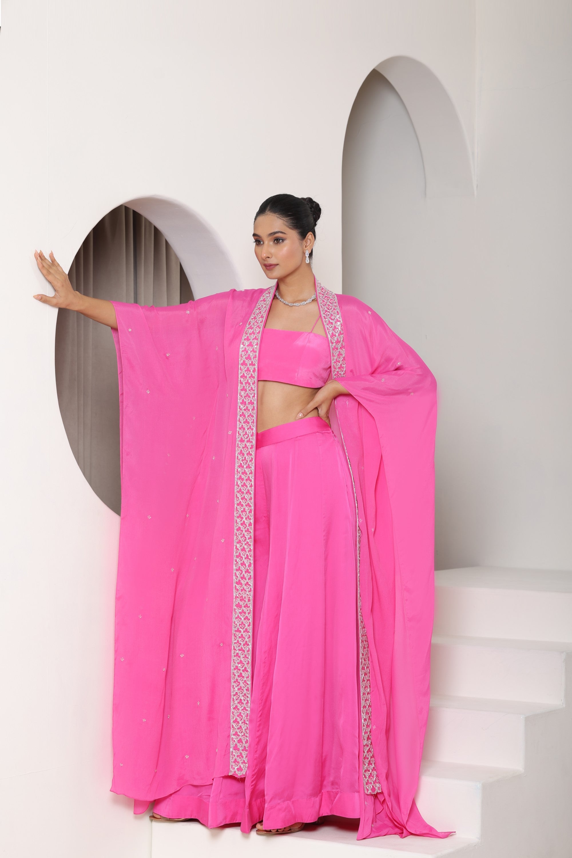 Golden Yellow Crepe Sharara Set - Embroiderd Wedding Wear