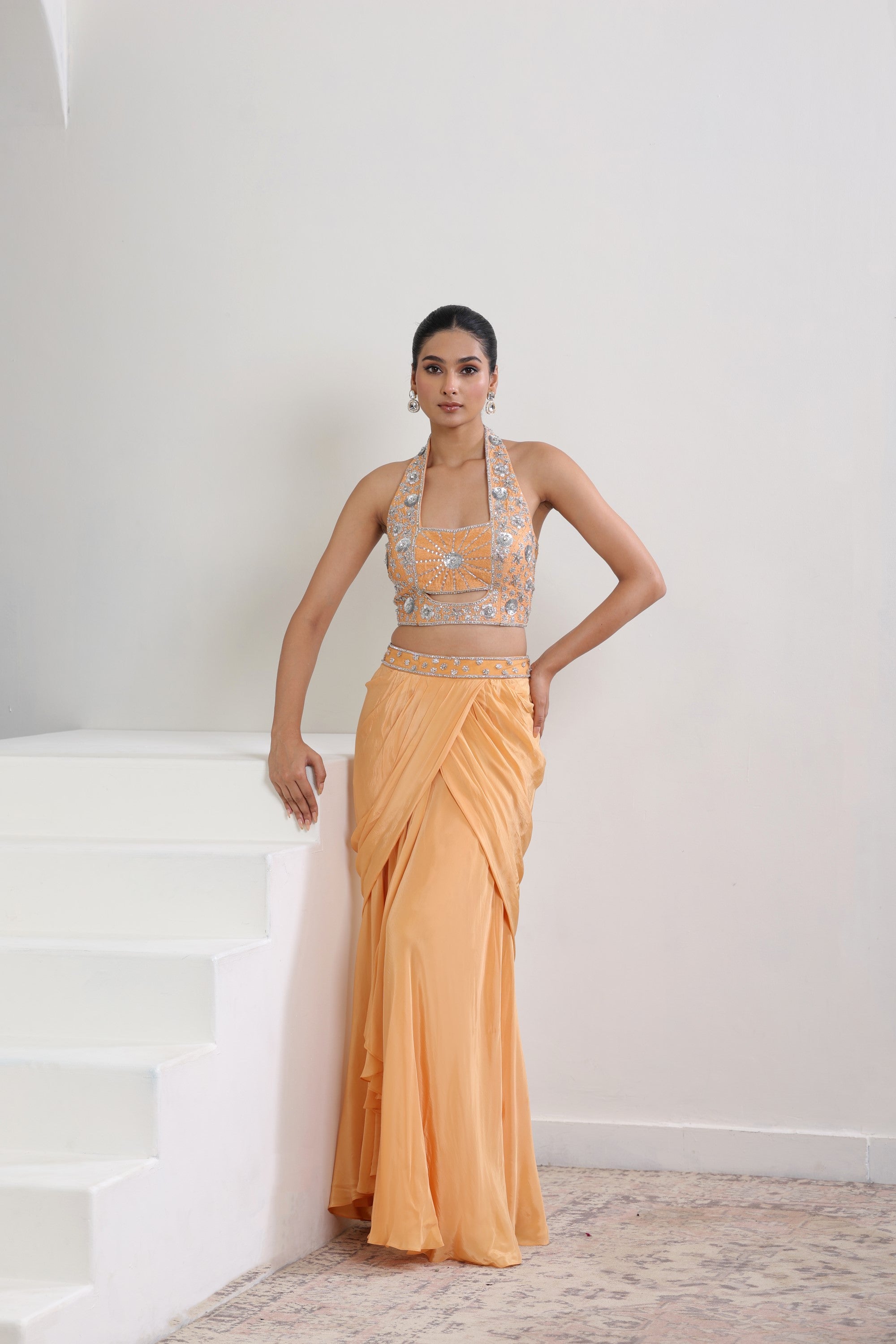 Viscose Crepe Skirt Set - Premium Festive Wear