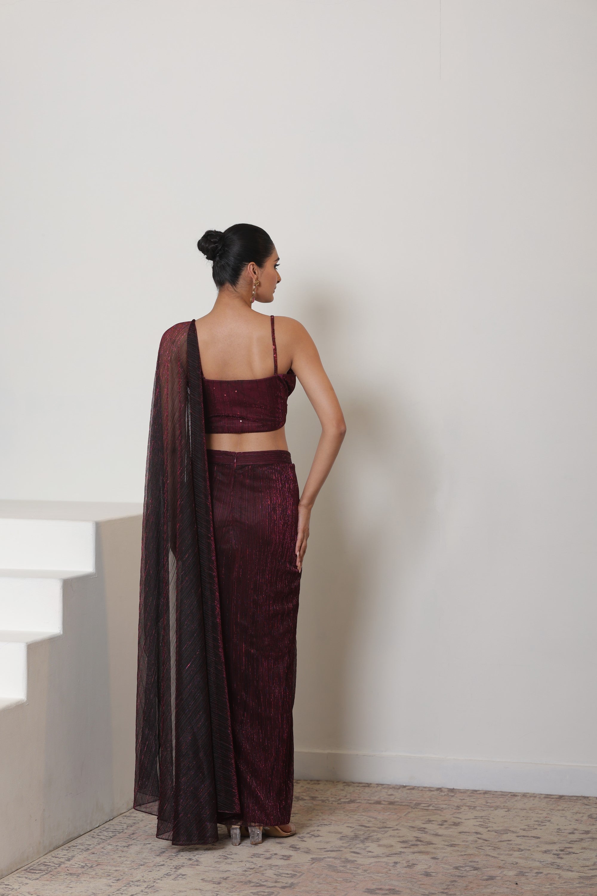Wine Saree - Premium Sangeet Wear