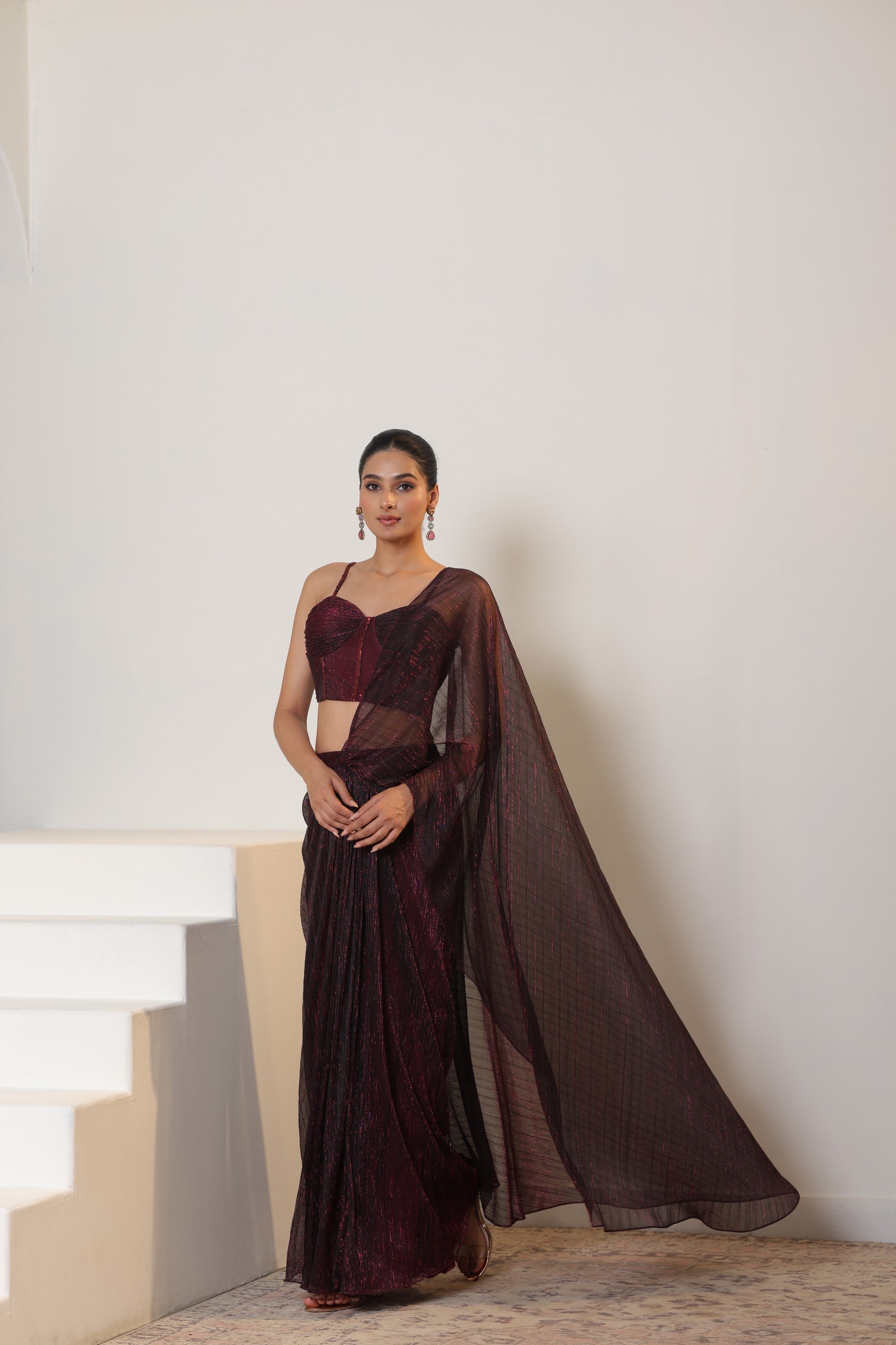 Wine Saree - Premium Sangeet Wear