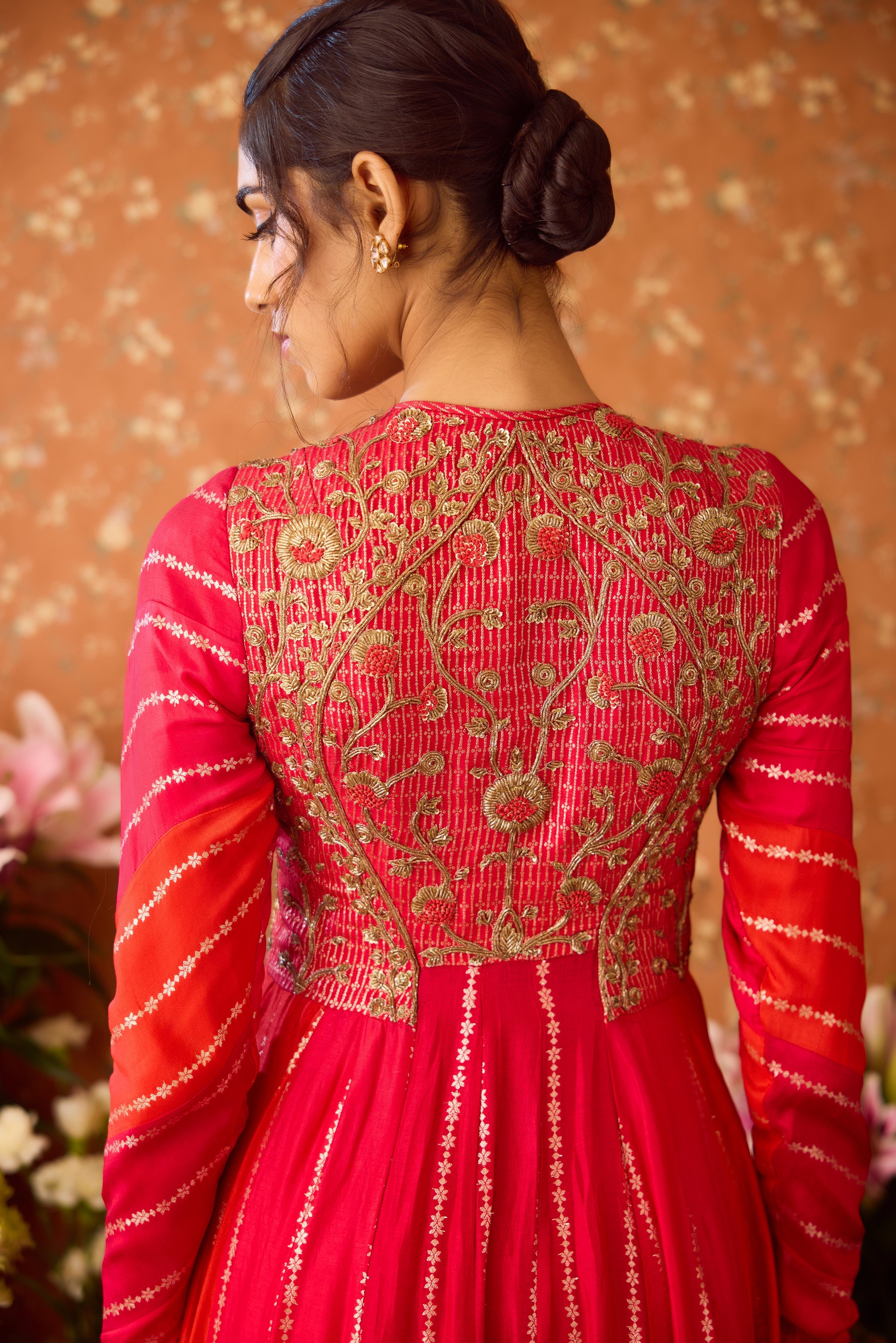 Mandarin Maroon Anarkali Suit