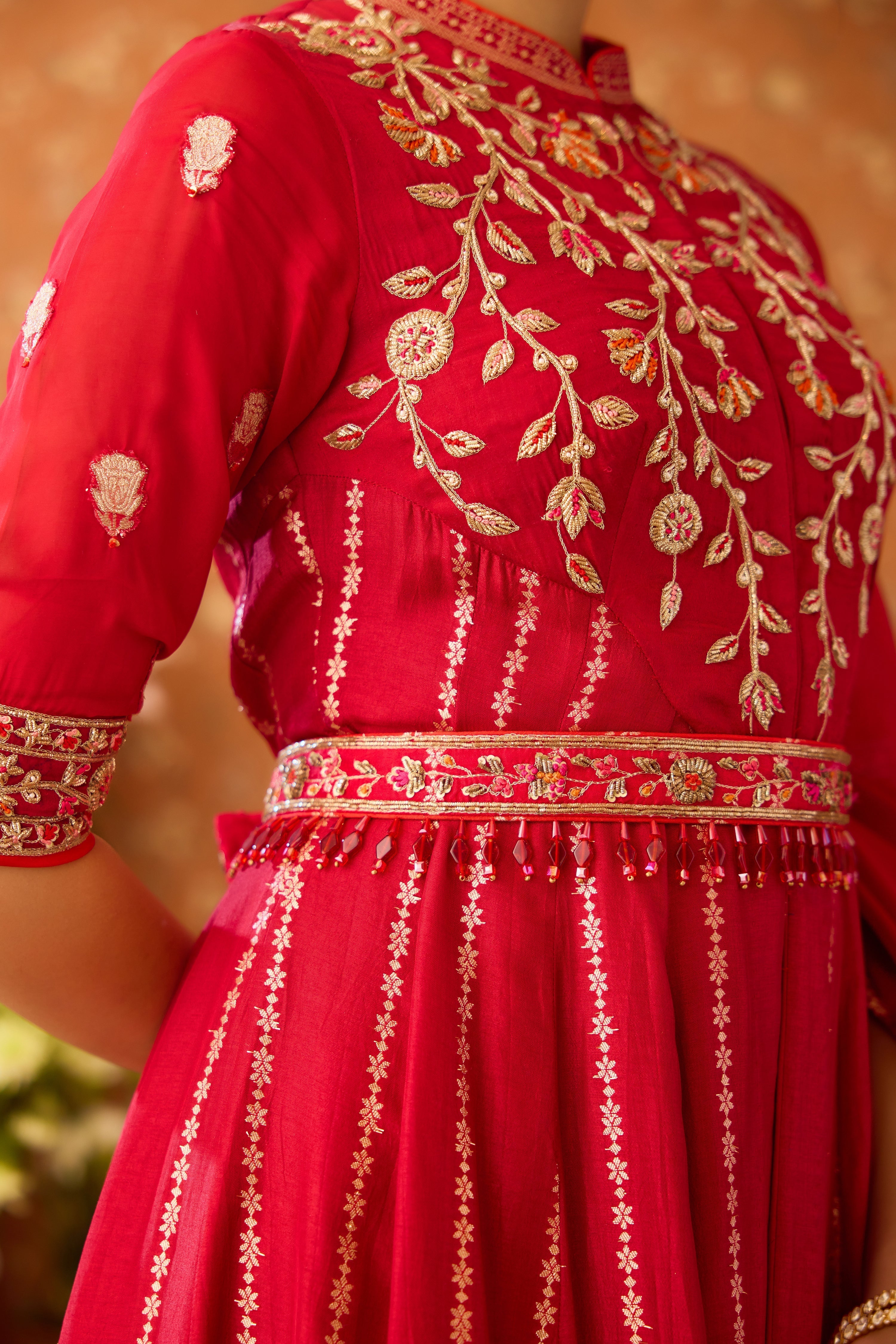Persian Maroon Anarkali Sharara Suit