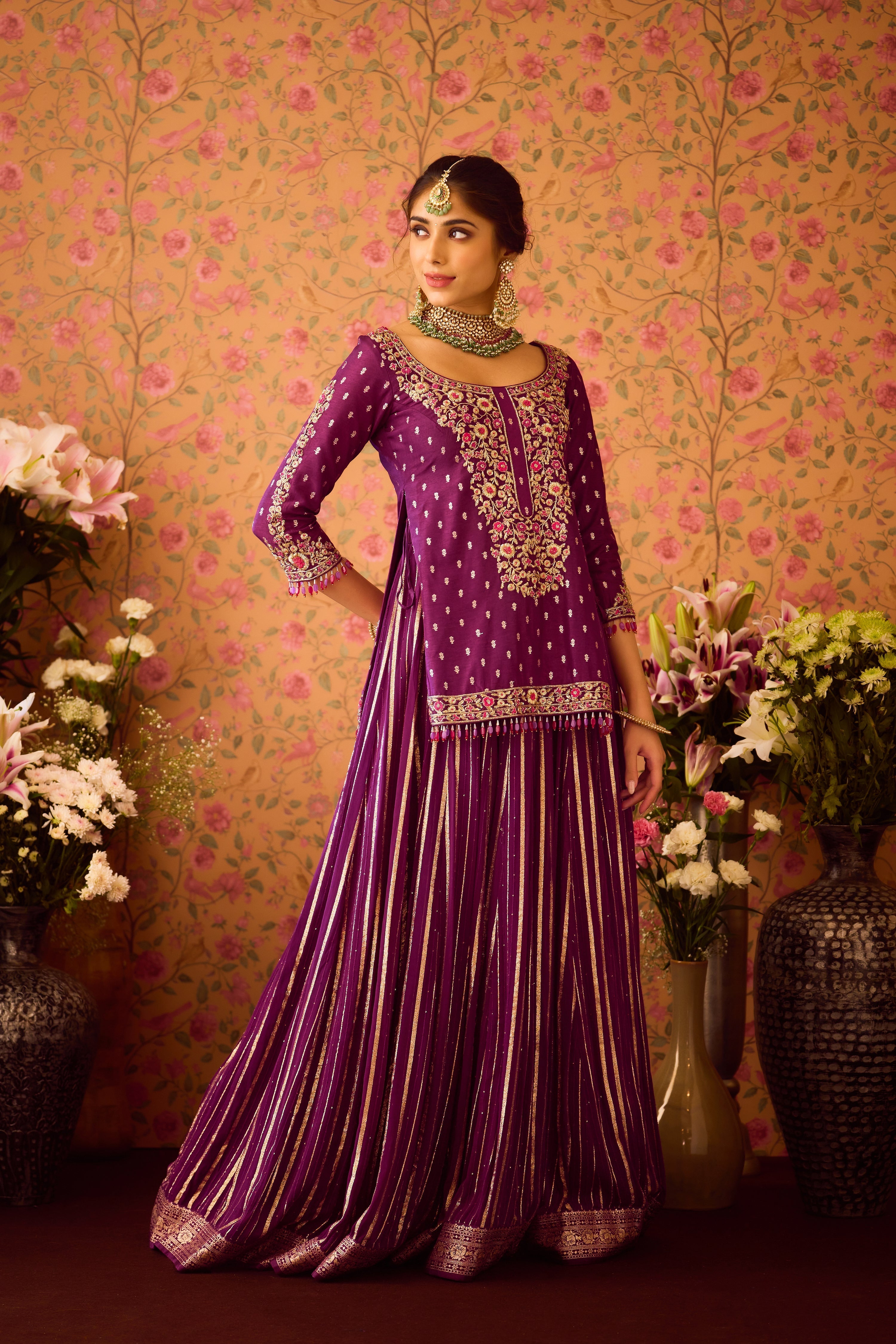 Phlox Purple Pink kurta Skirt set