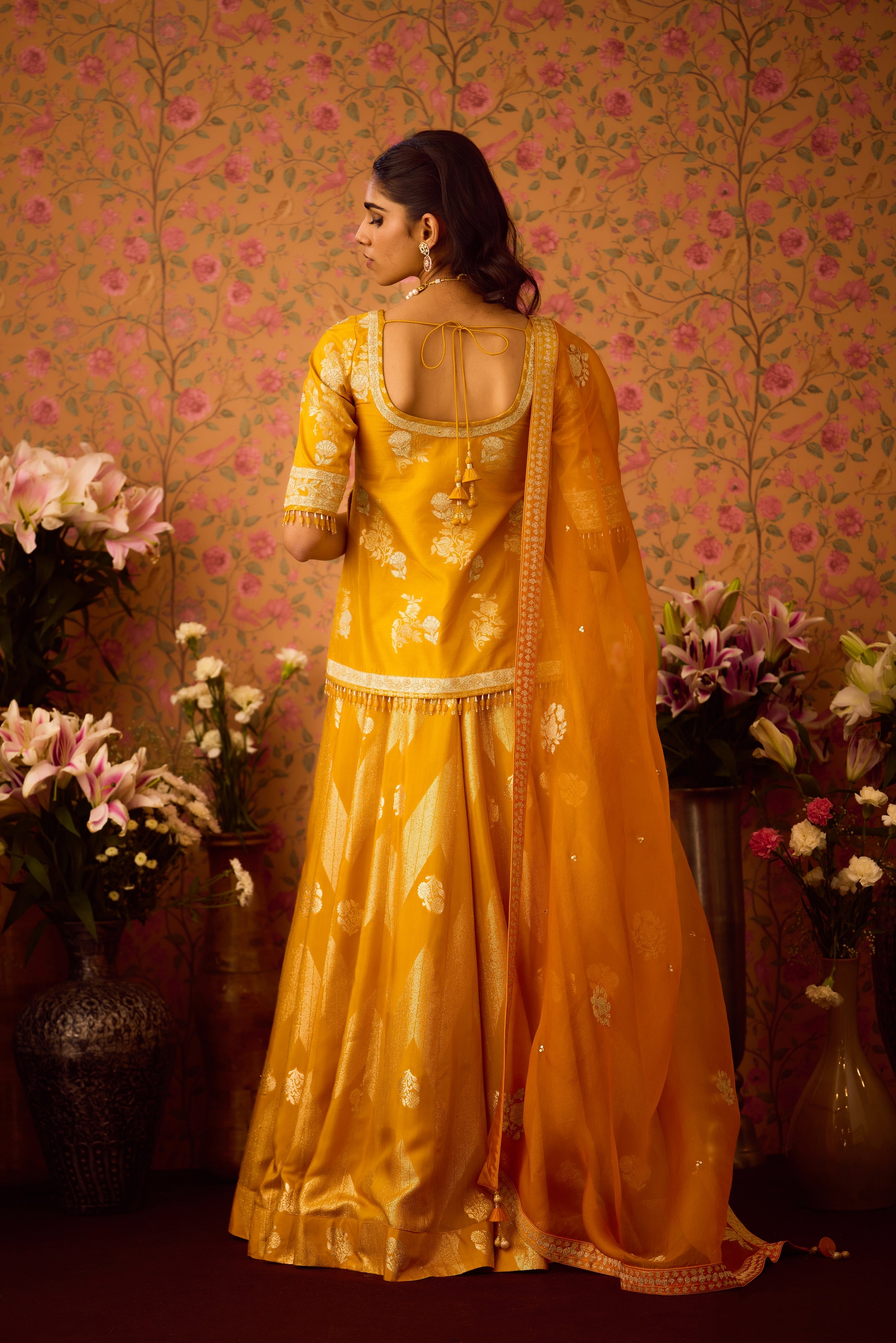 Gold Yellow Choli Skirt Set