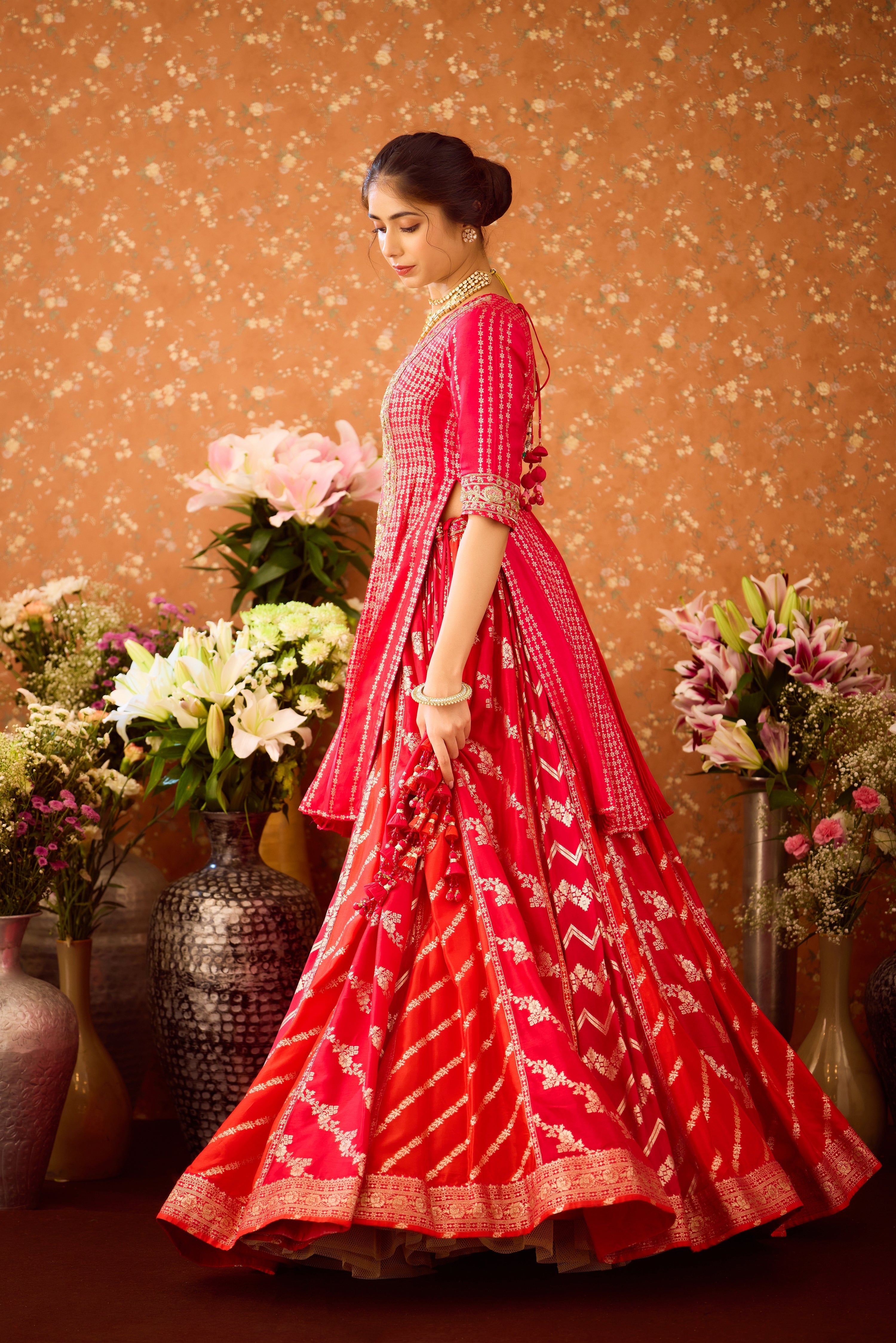 Scarlet Red Maroon Lehenga Set